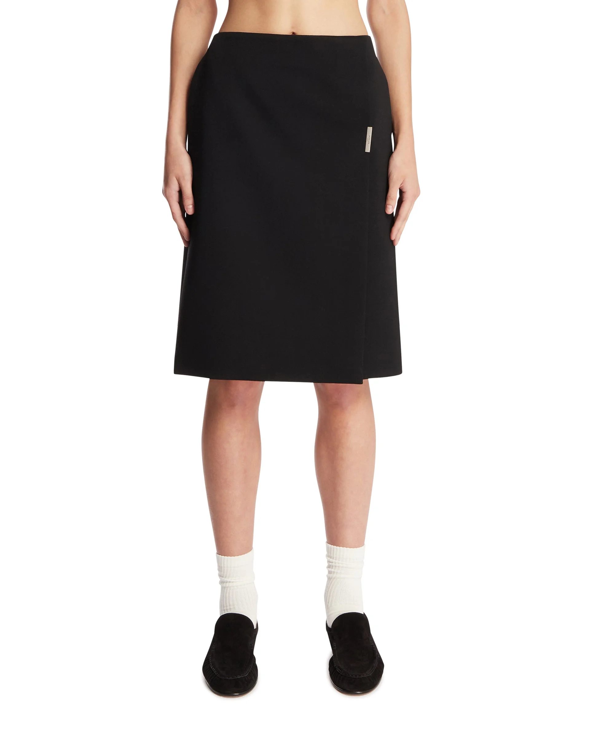 Black Wool Wrap Skirt - 1