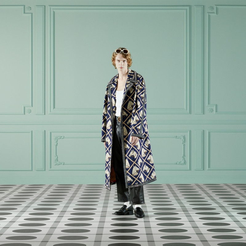 GUCCI Equestrian print cotton coat outlook