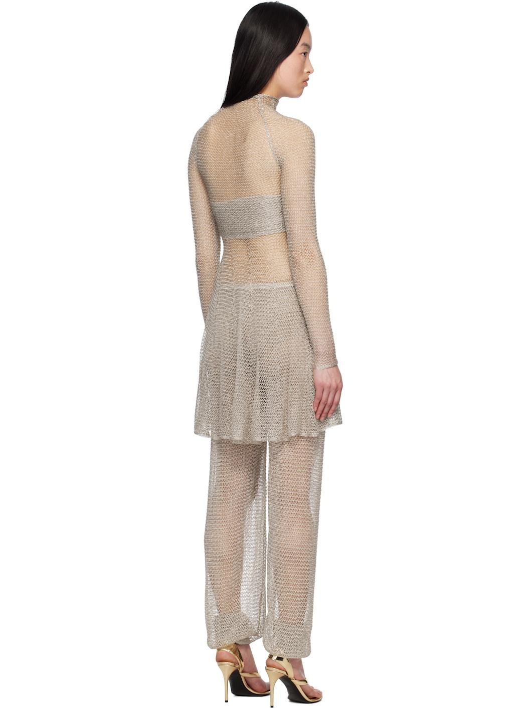 Silver Mesh Knit Midi Dress - 3