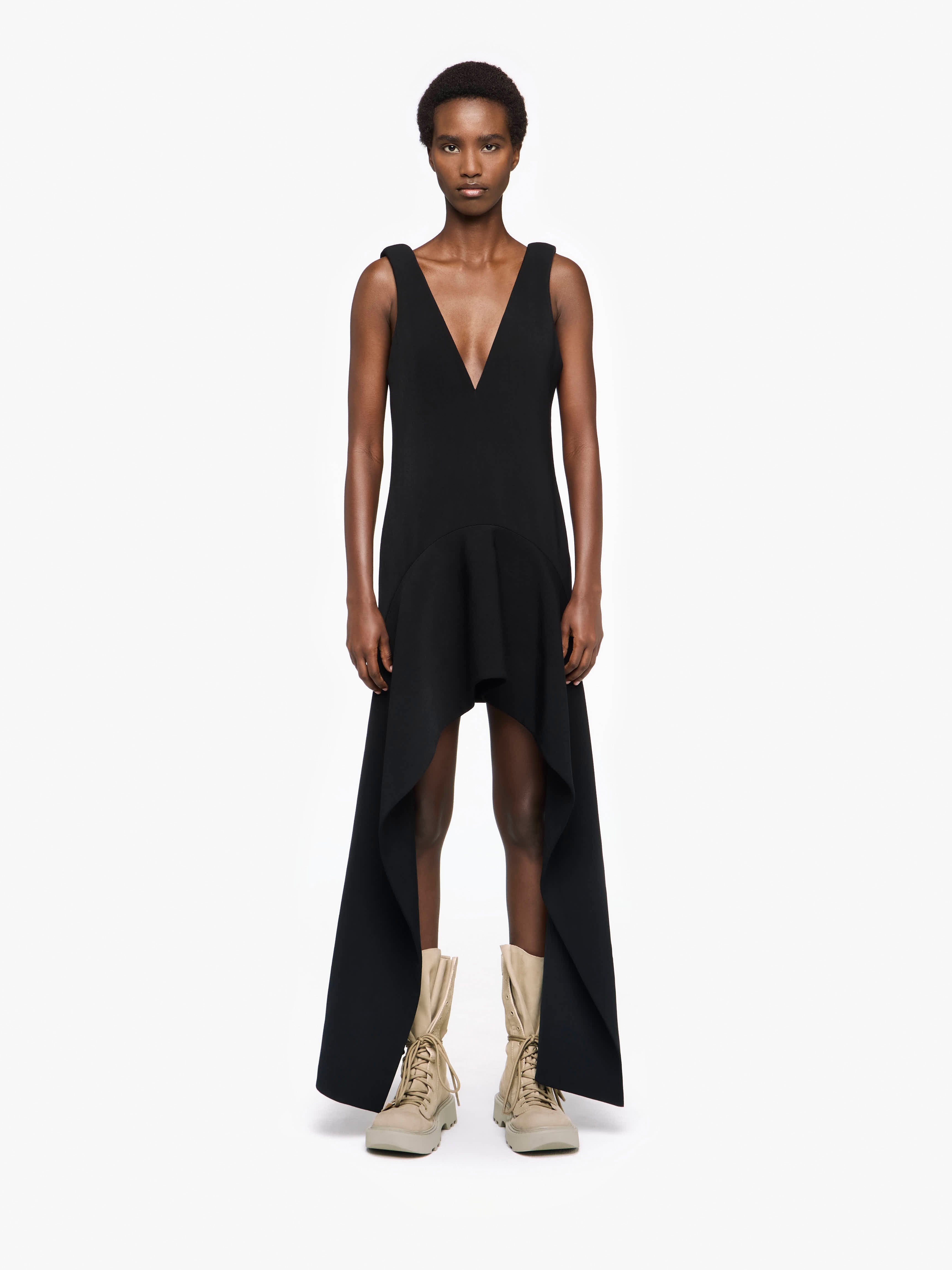 V-NECK DRAPED MINI DRESS - 2