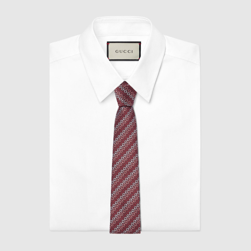 GUCCI Horsebit silk jacquard tie outlook