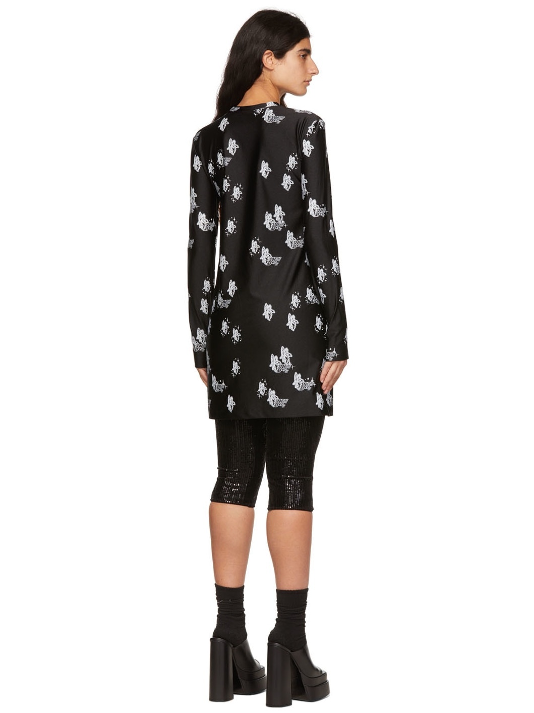 Black Artwork Mini Dress - 3