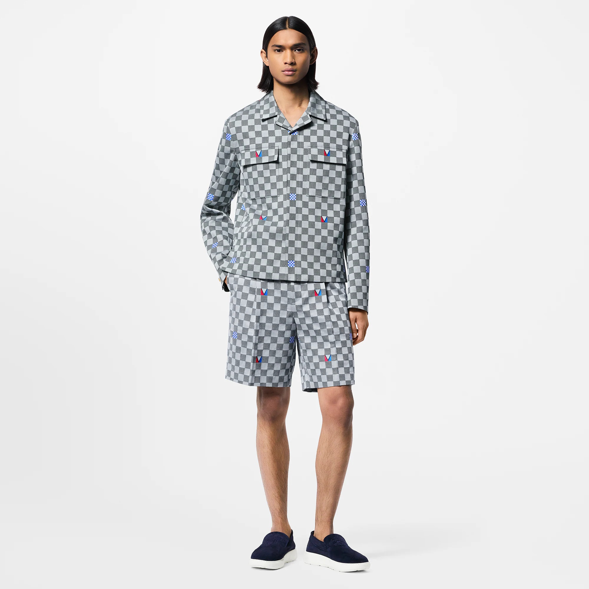 Damier Cotton Tailored Shorts - 4