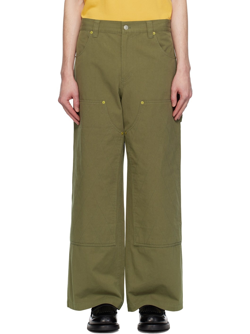 Khaki Wide Carpenter Trousers - 1