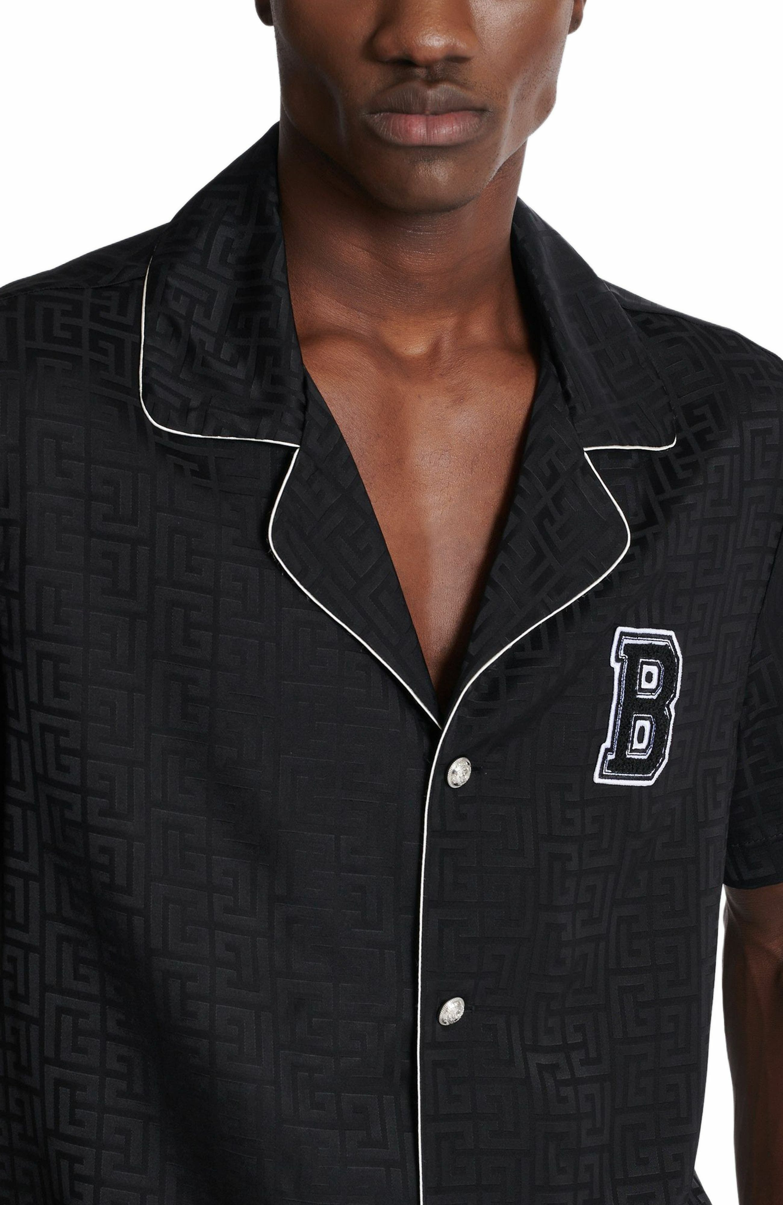 Balmain Varsity pyjama shirt in Black at Nordstrom - 6