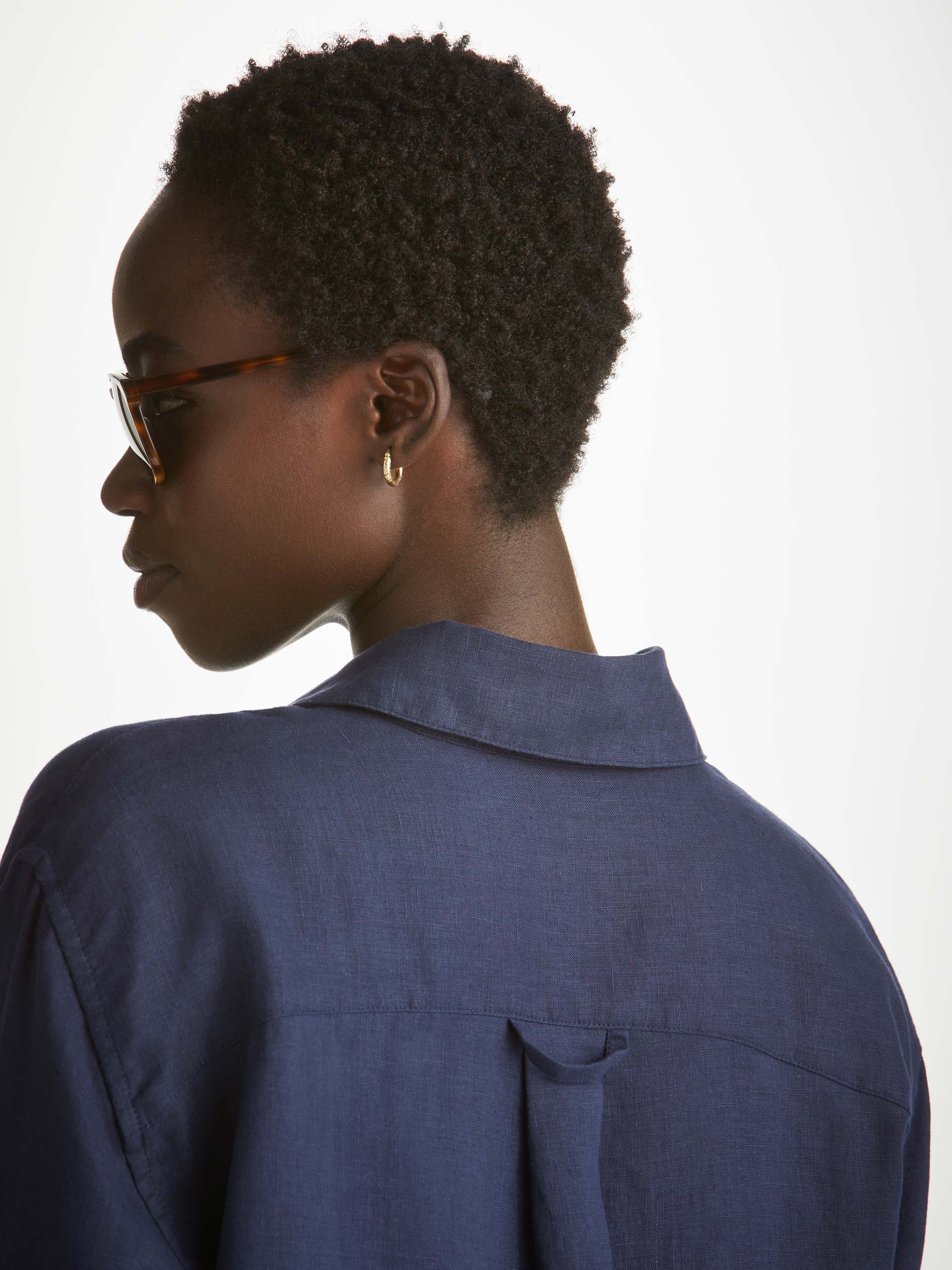 Women's Shirt Sicily Linen Navy - 6