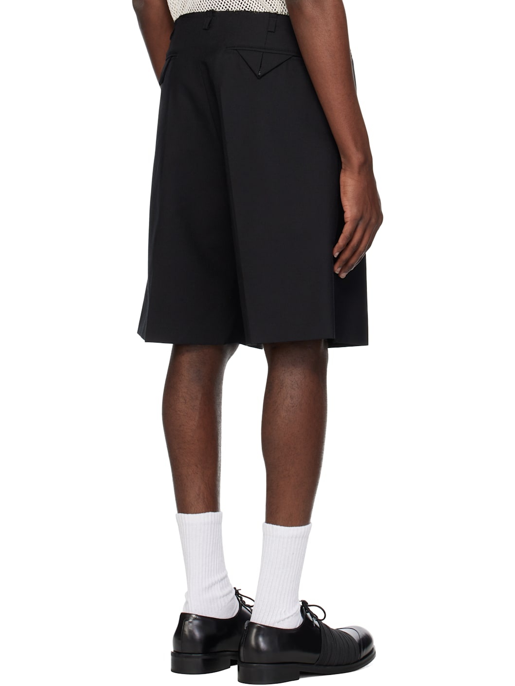 Black Raw Edges Tailoring Shorts - 3