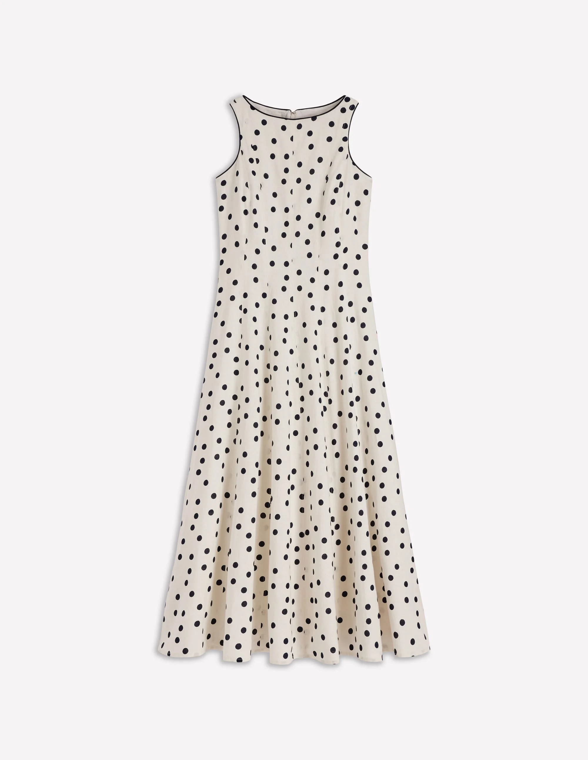Annet Linen Blend Midi Dress-Ivory Painted Dot Spaced - 1
