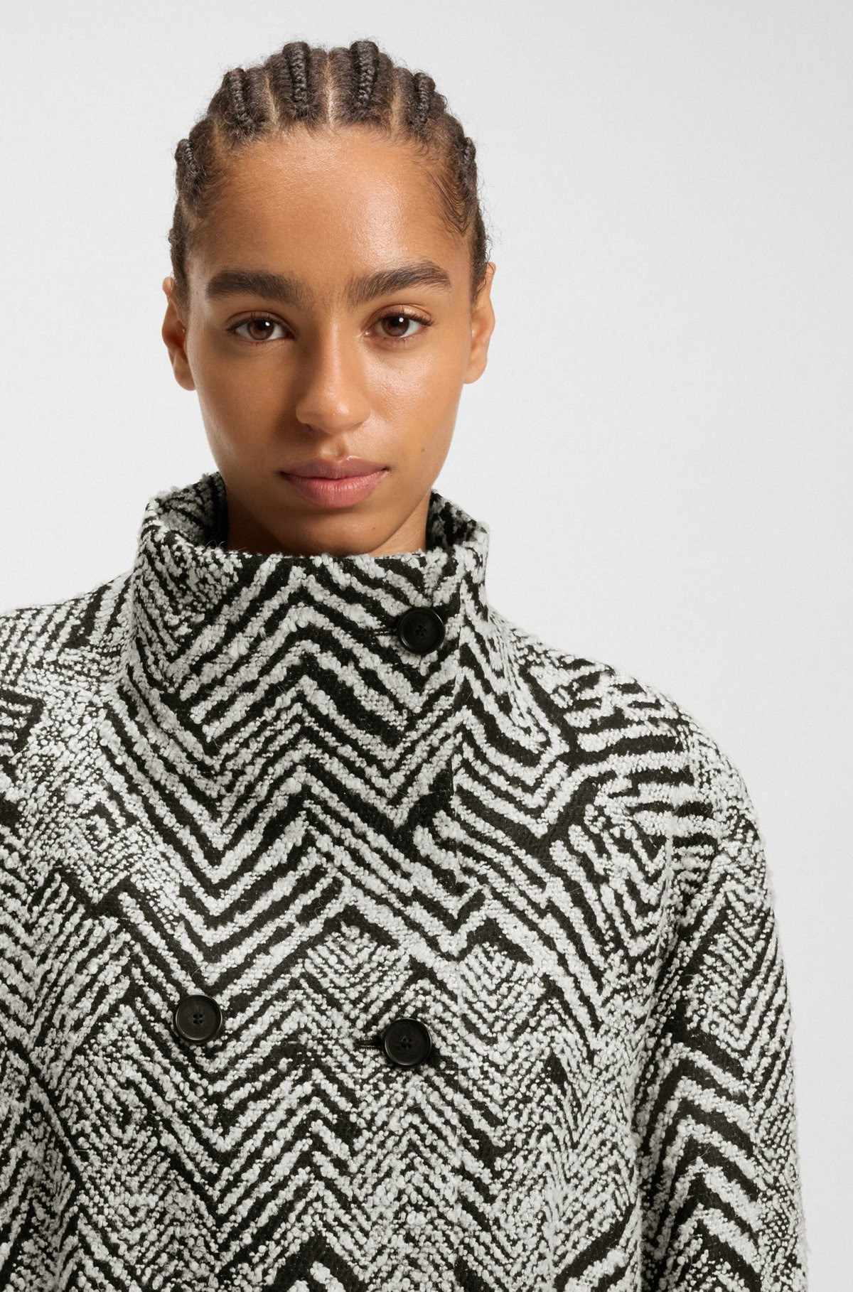 REGULAR-FIT COAT IN HERRINGBONE BOUCLÉ - 5