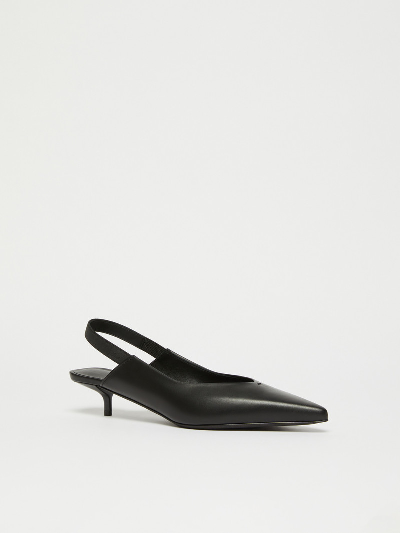 Max Mara SLINGY Leather slingbacks with branded ribbon detail outlook