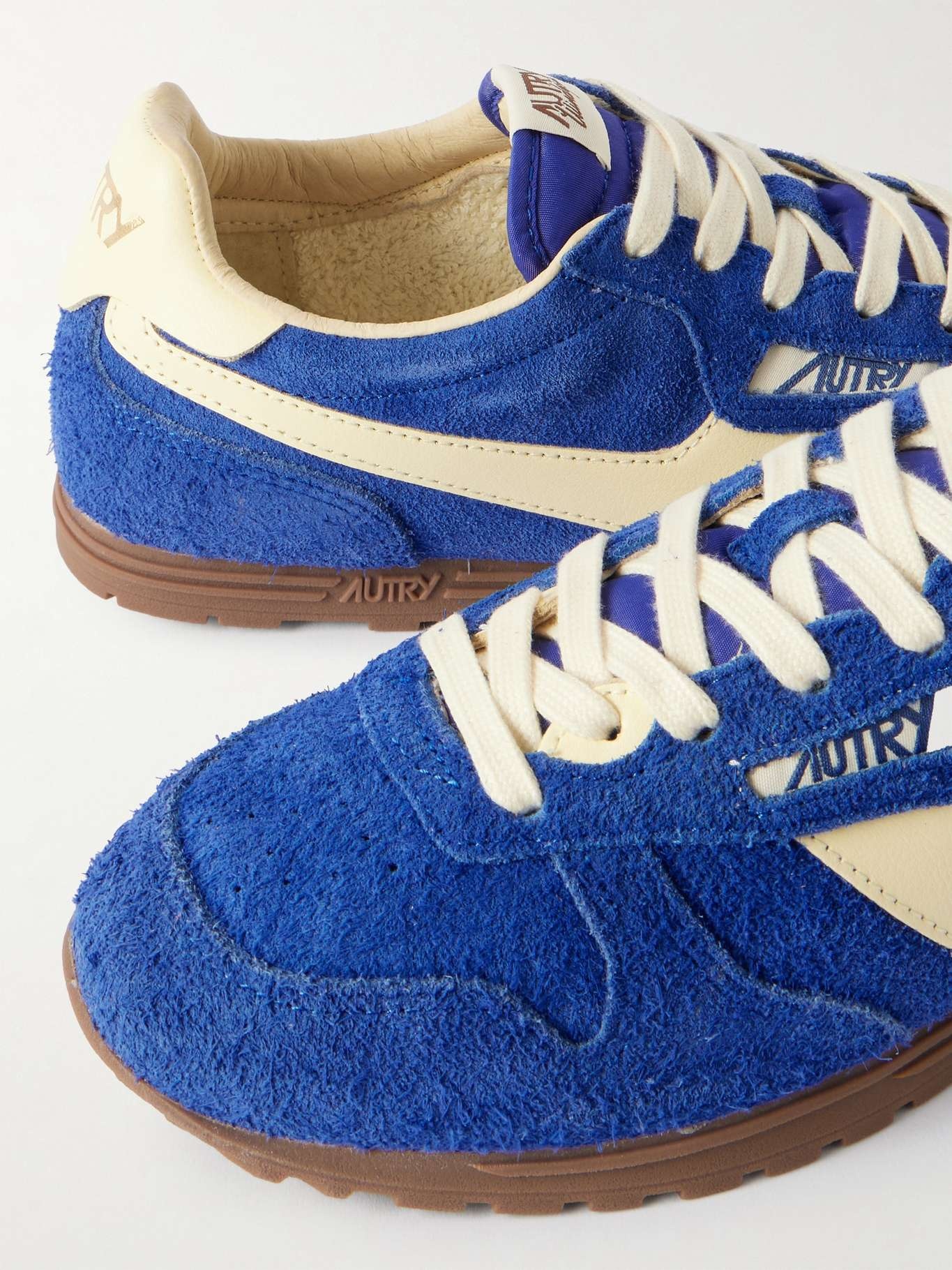 Windspin leather-trimmed brushed suede sneakers - 4
