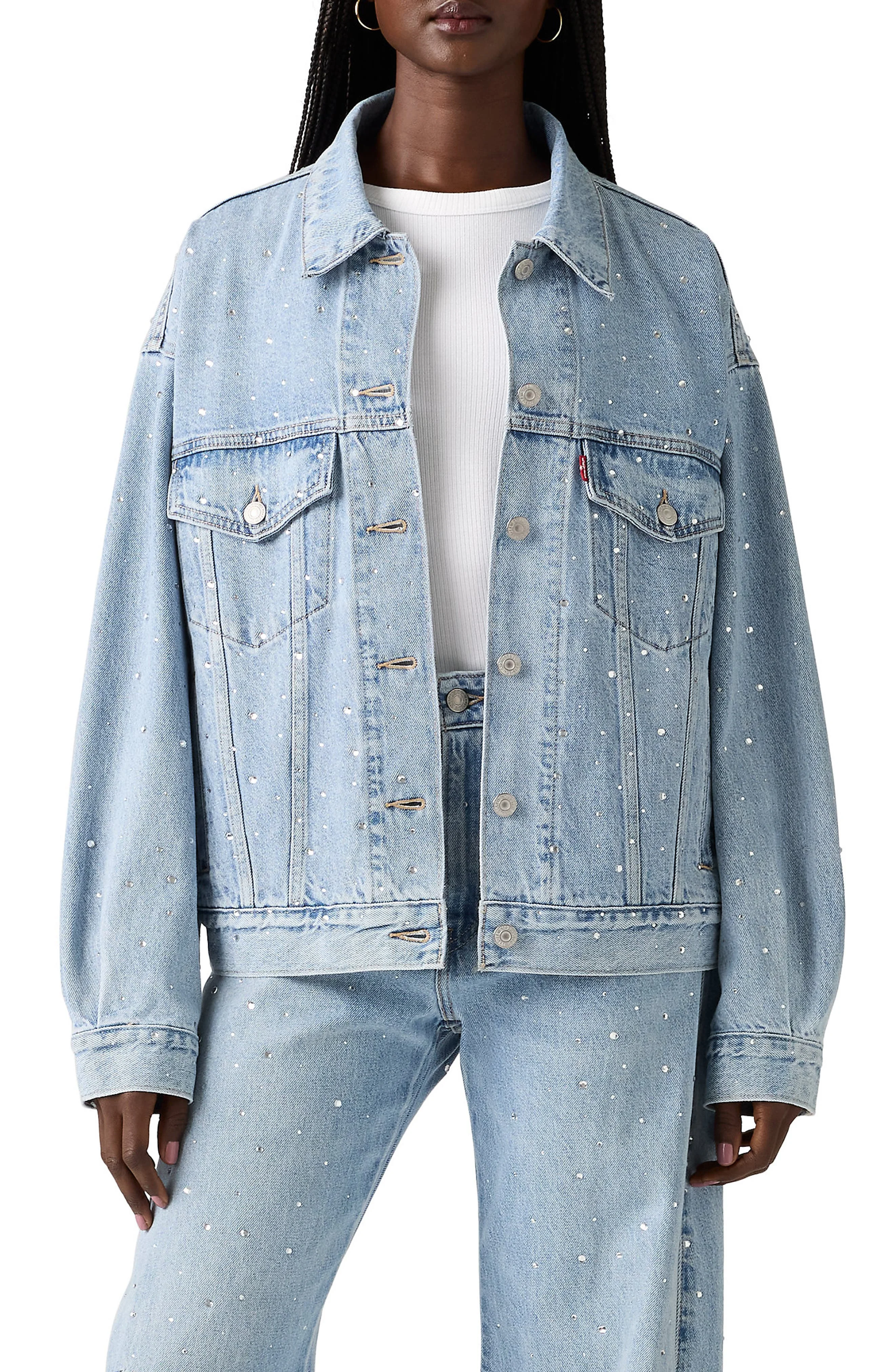 levi's '90s Rhinestone Embellished Denim Trucker Jacket in Dazzle Me Trucker at Nordstrom - 1