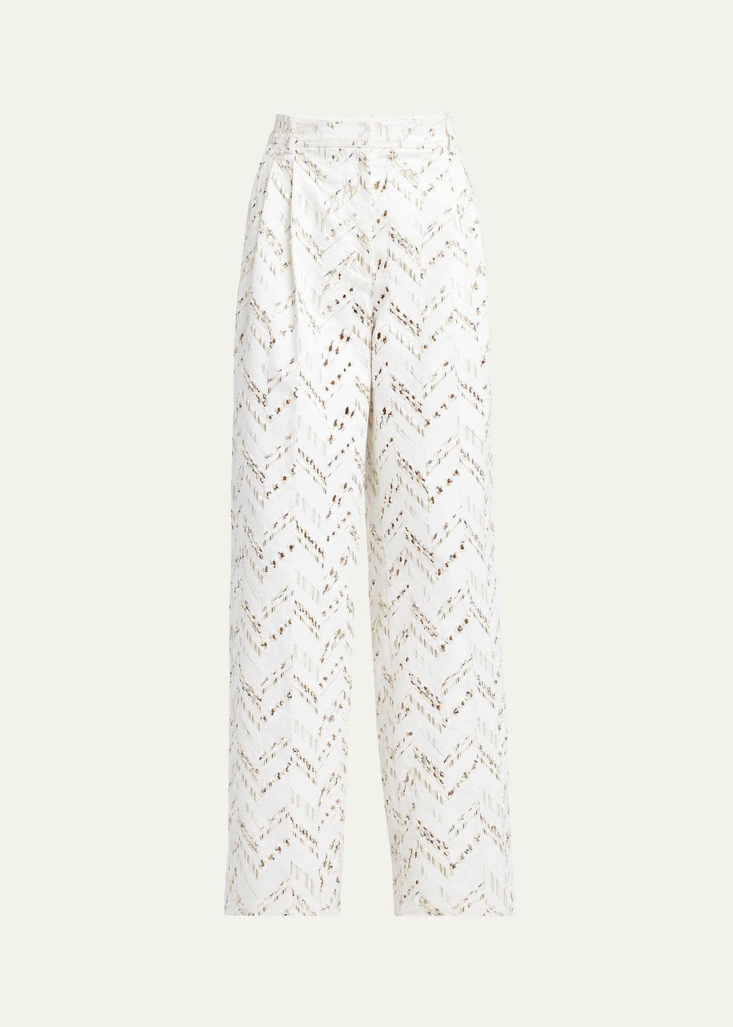 Space-Dyed Broderie Anglaise Poplin Trousers - 1