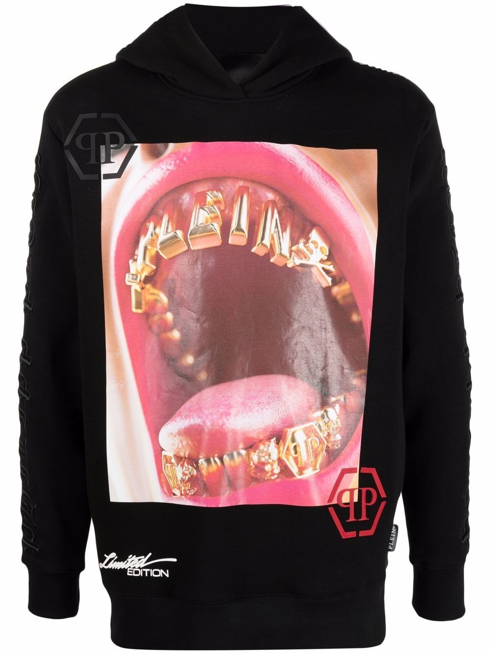 Lips graphic-print hoodie - 1