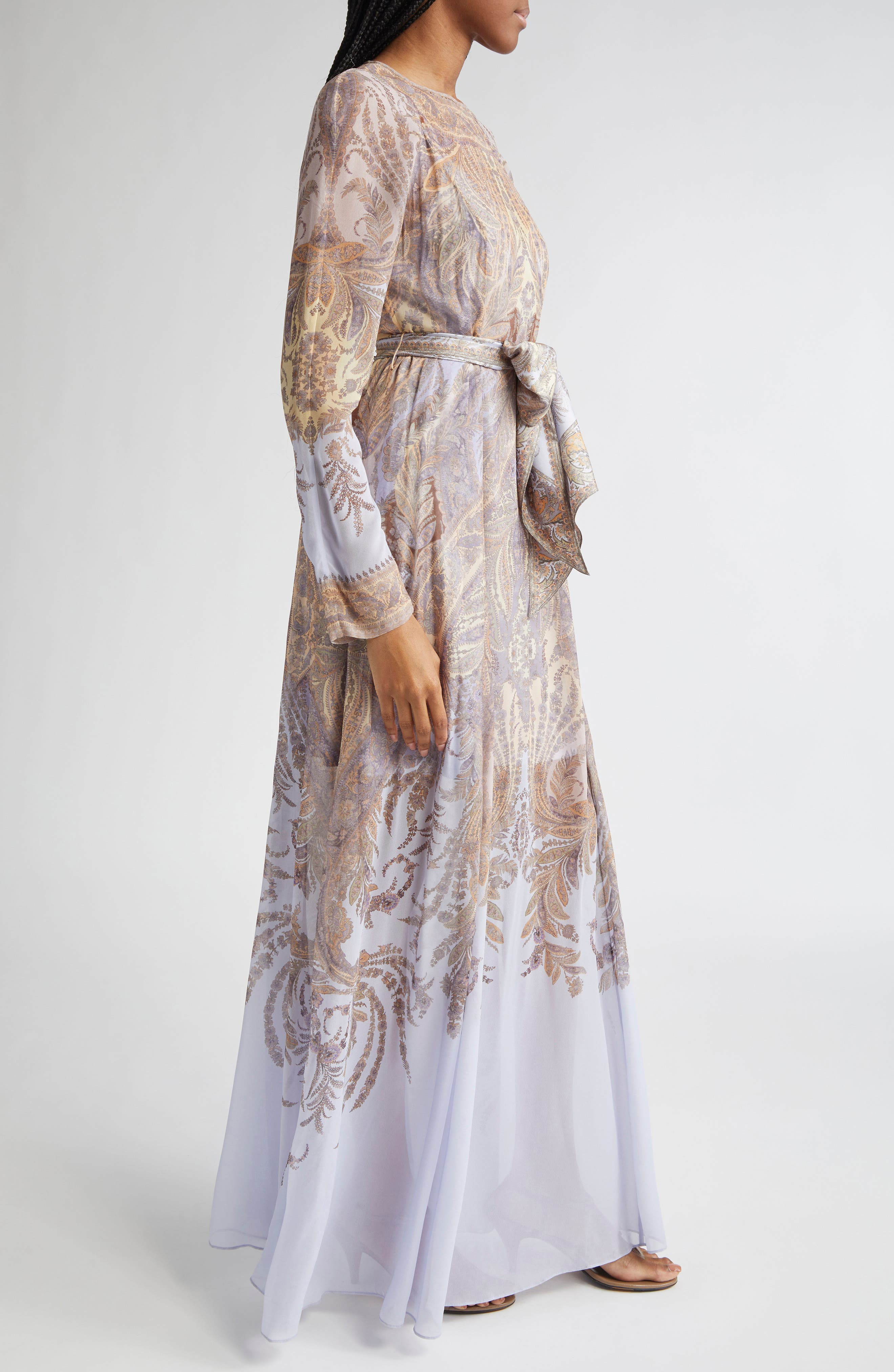 Zimmermann Hypnotic Paisley Long Sleeve Belted Maxi Dress in Lilac Paisley at Nordstrom - 3