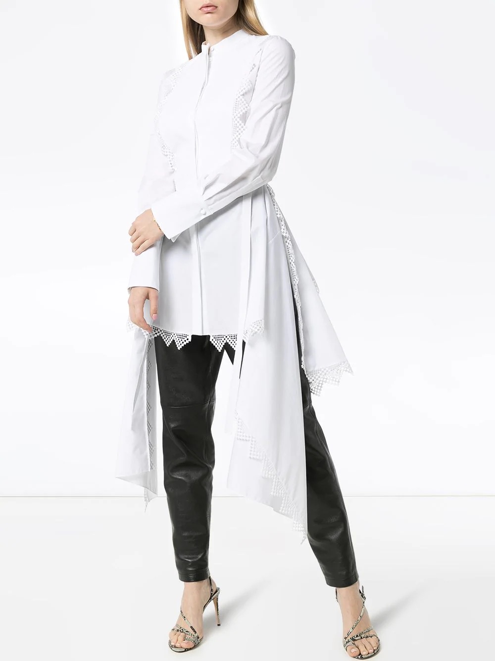 lace-trim asymmetric shirt - 3