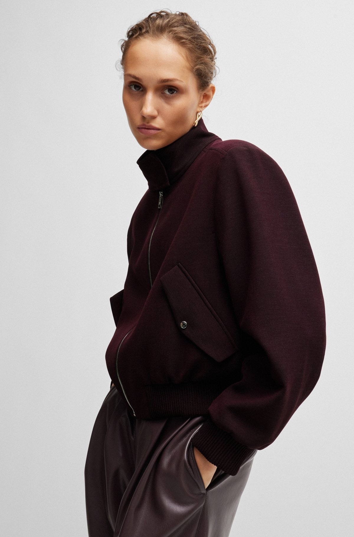 RELAXED-FIT ZIP-UP JACKET IN MELANGE TWILL - 6