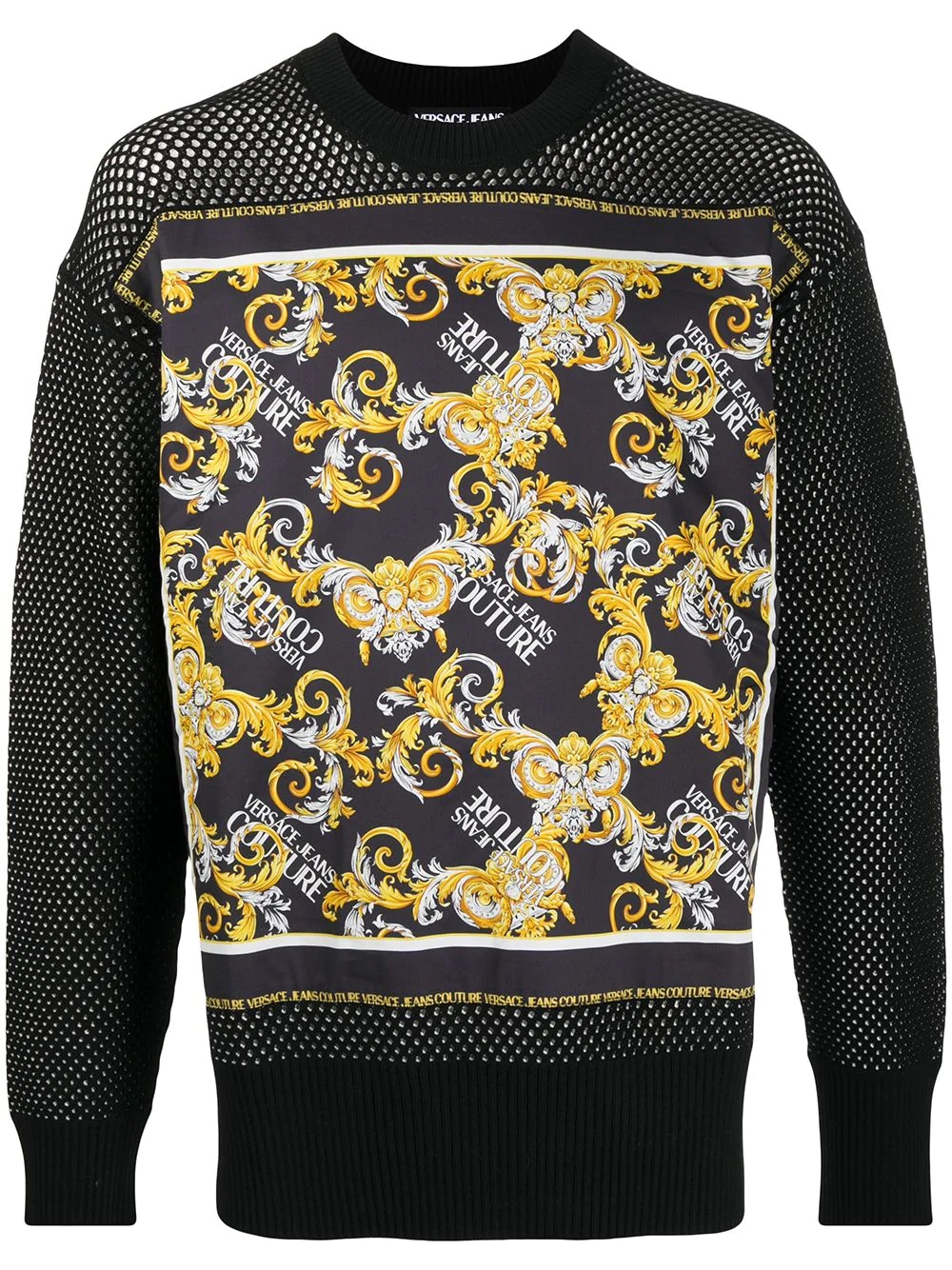 Barocco-print mesh sweatshirt - 1