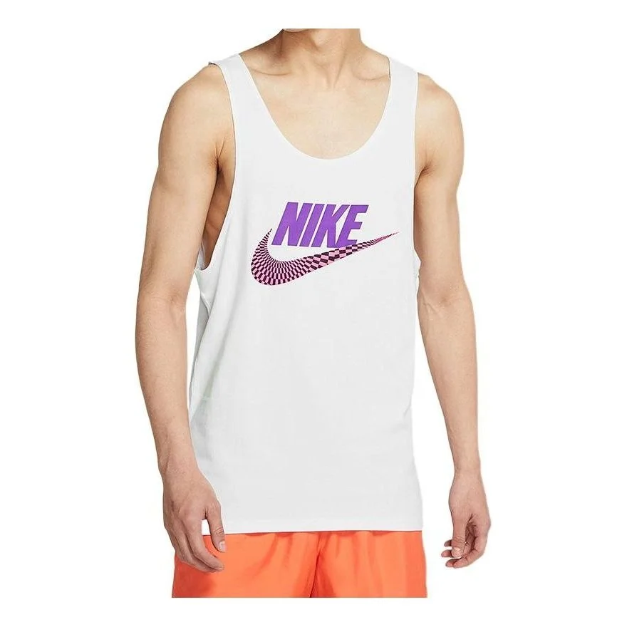 Men's Nike Sportswear Sports Printing Alphabet Basketball Jersey/Vest White DD1345-100 - 1