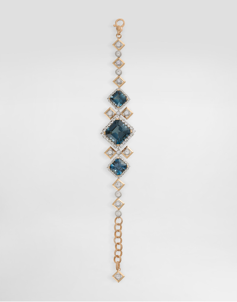 Eleganza Bracelet 18kt white and yellow gold, topazes, and sapphires 1