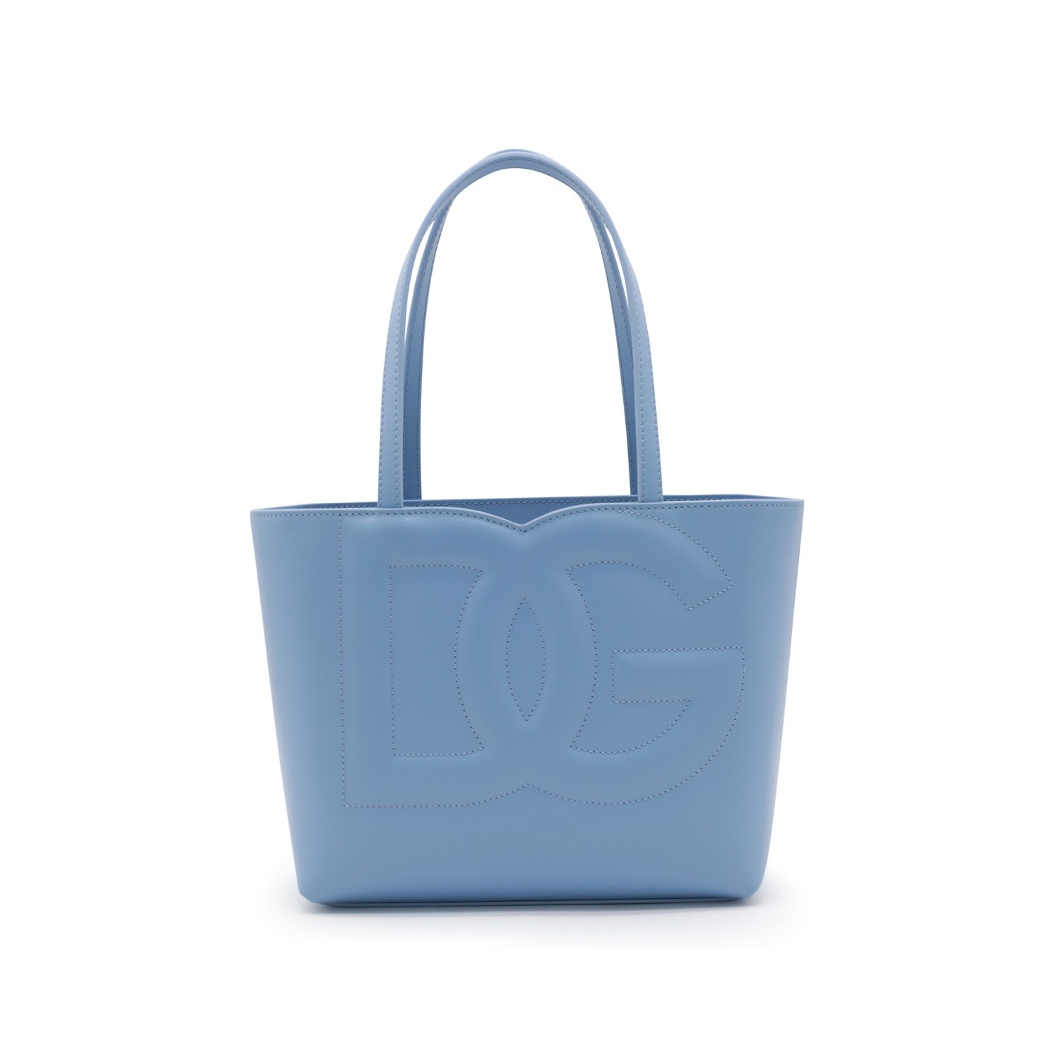 LIGHT BLUE LEATHER TOP HANDLE BAG - 1