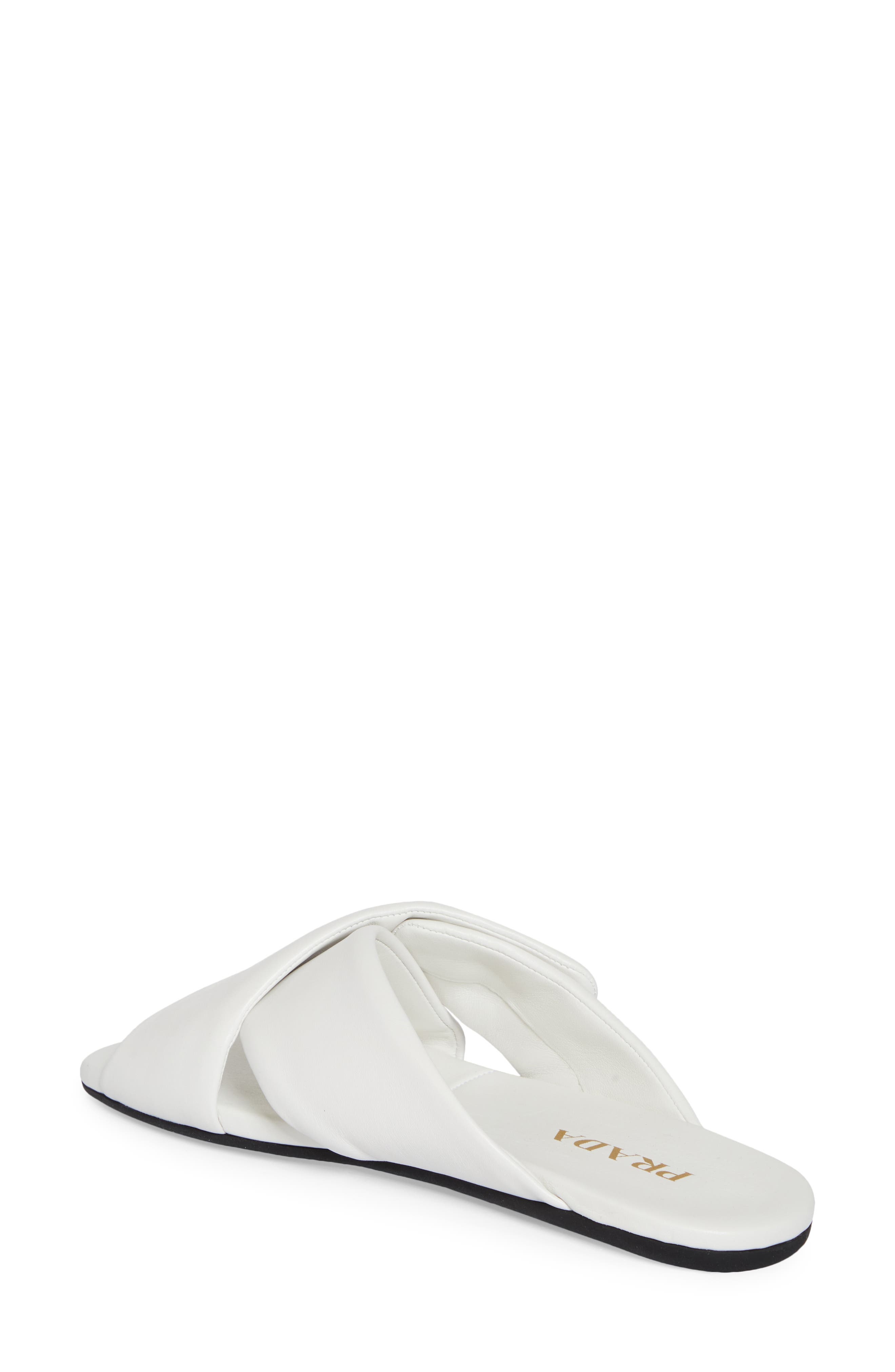 Prada Logo Crisscross Slide Sandal in Bianco at Nordstrom - 2