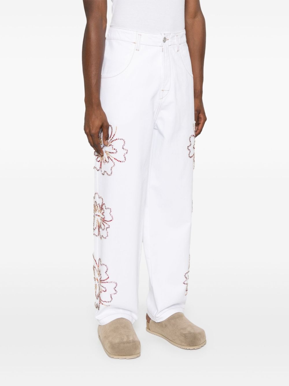 floral-motifs loose-fit jeans - 3