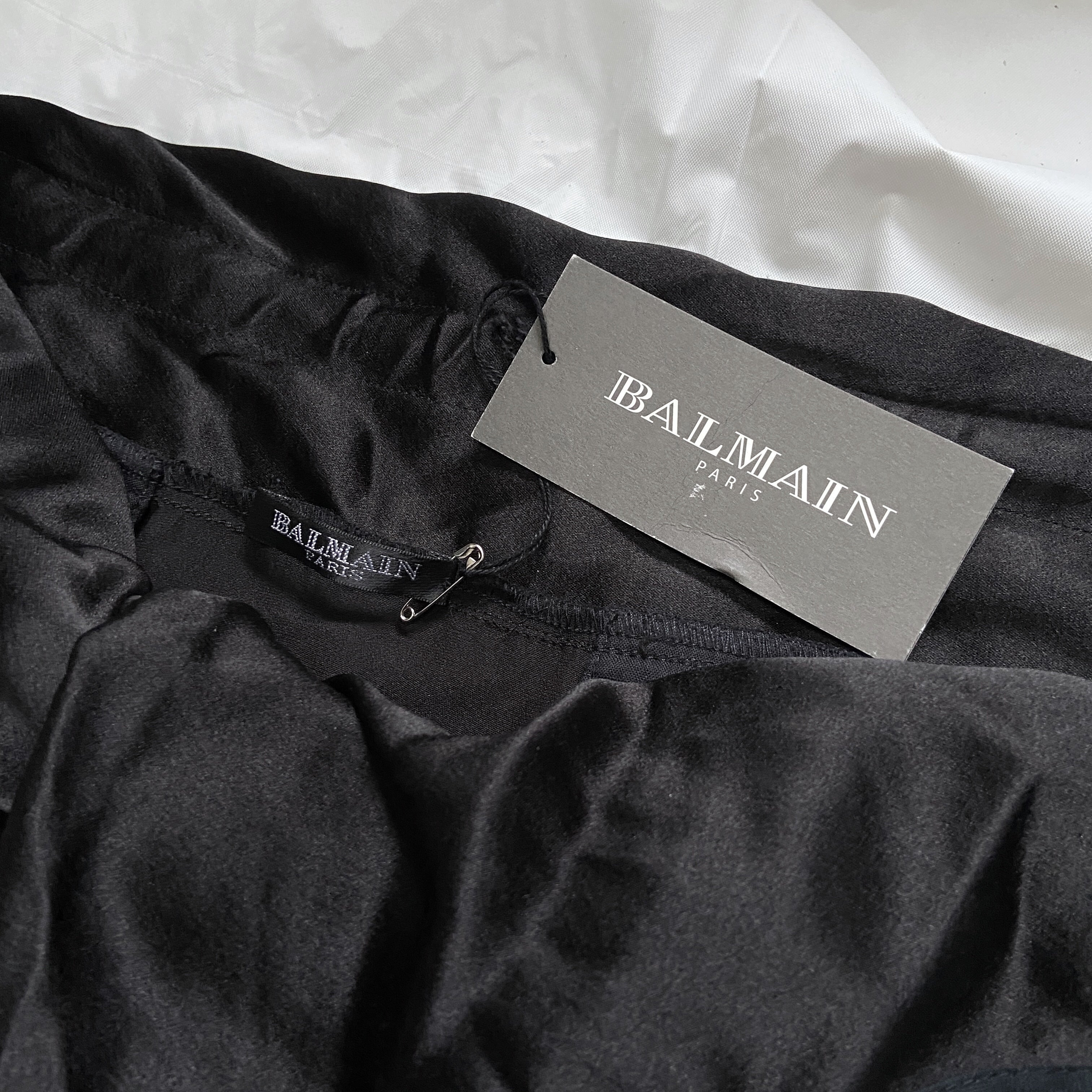 zOthers - BWNT Balmain Decarnin Era Fall 2009 Black Silk Cargo Bondage Drop Crotch Pants - 12