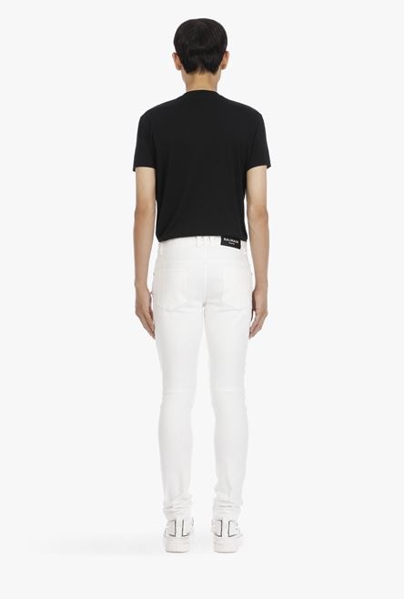 Slim-cut white cotton jeans - 3