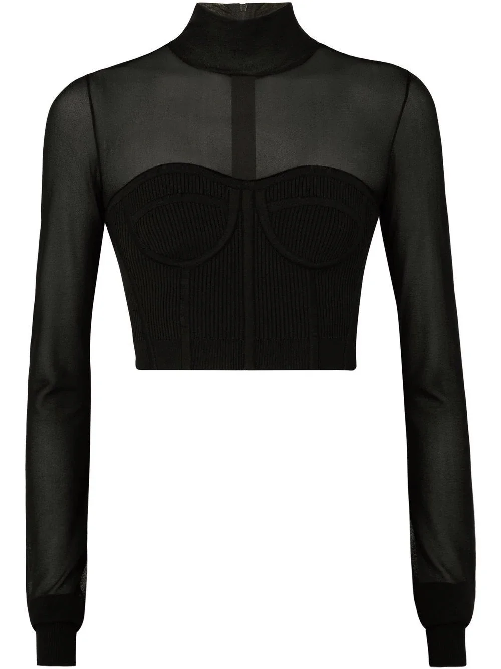 sheer-panel knitted top - 1