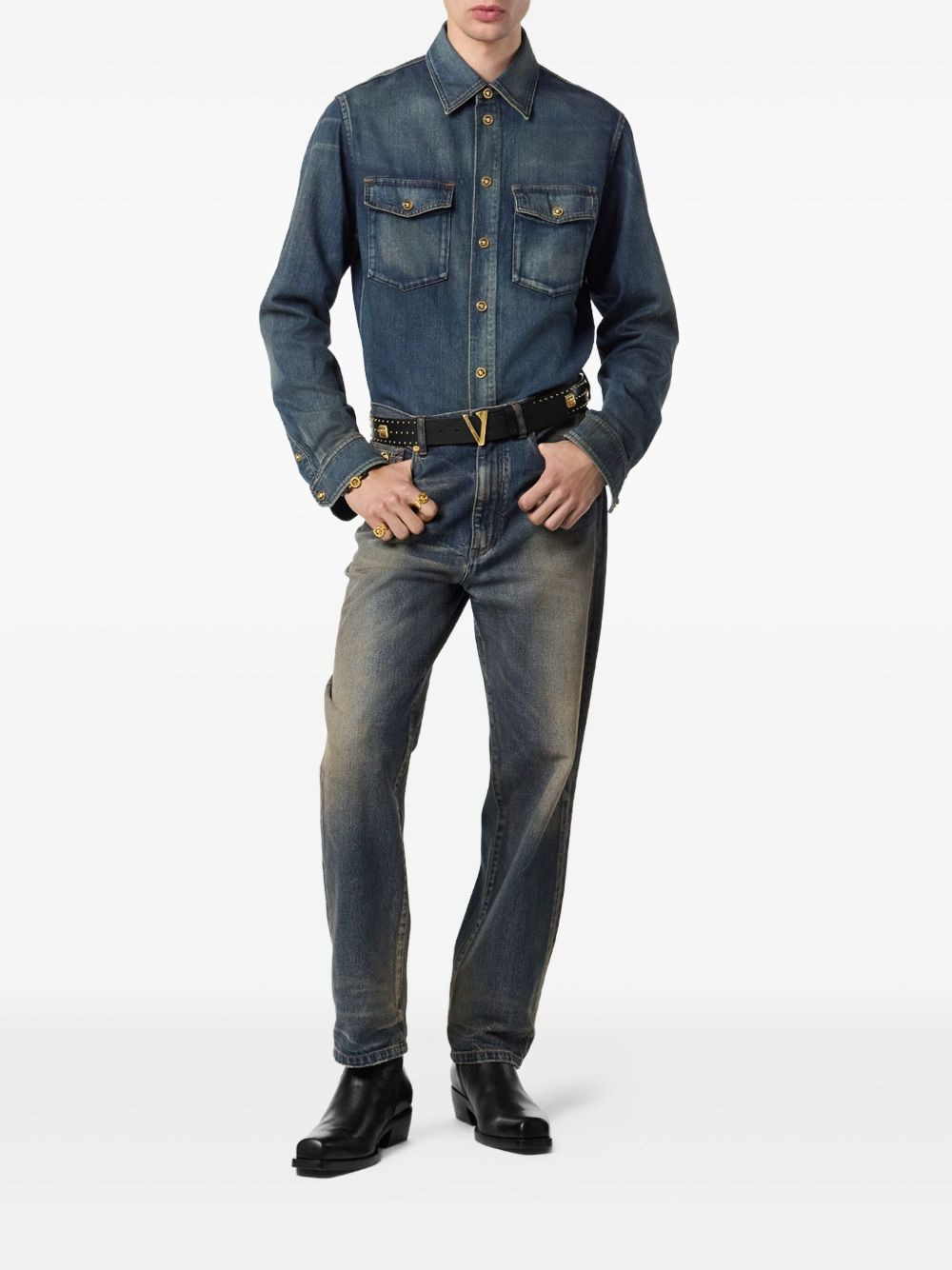 double-pocket denim shirt - 2