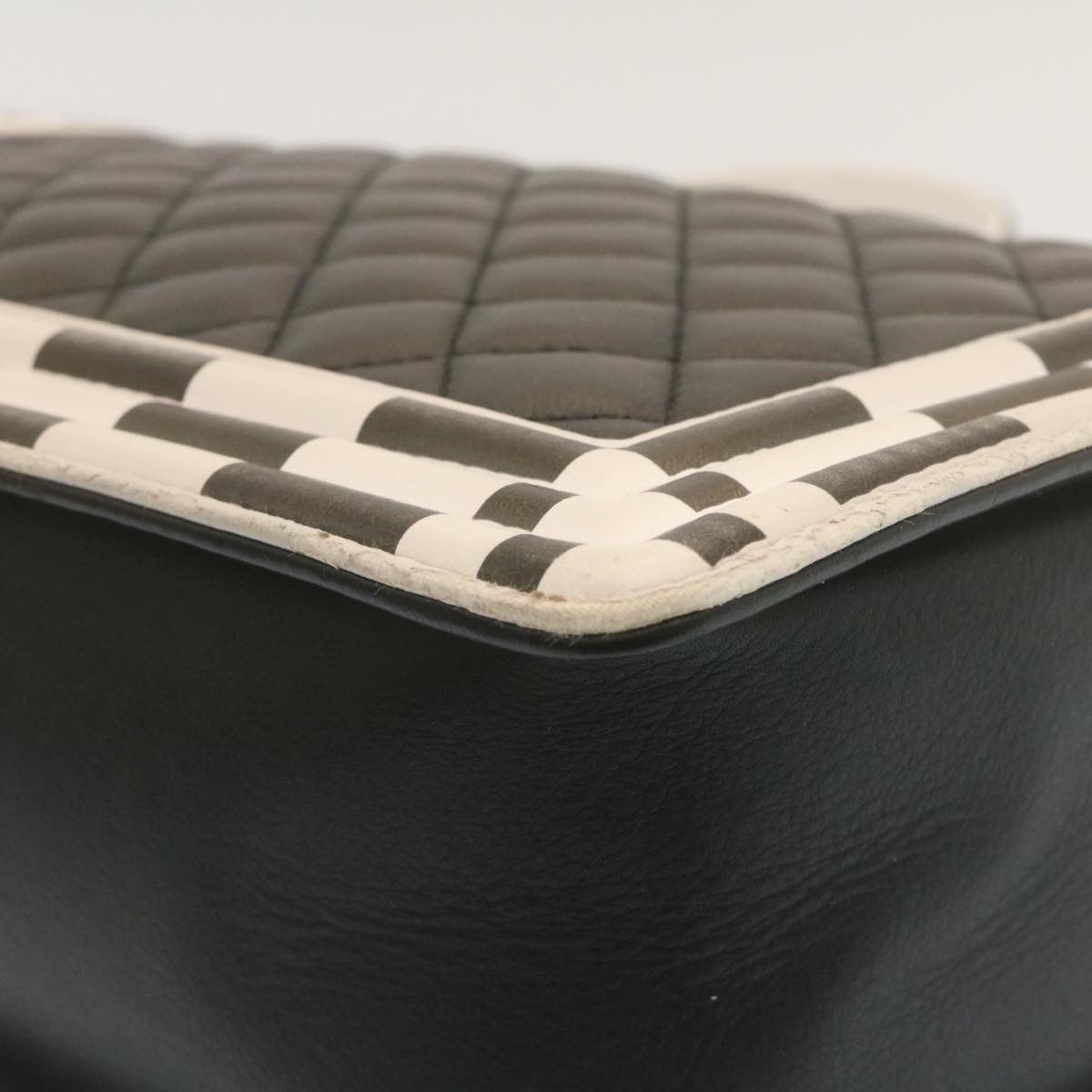 CHANEL Matelasse Boy CHANEL Chain Shoulder Bag Lamb Skin Black CC - 16