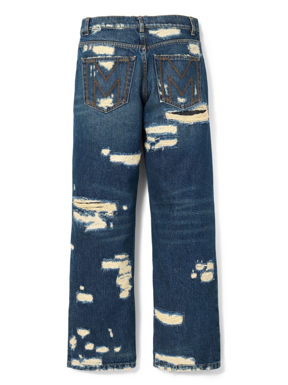 distressed straight-leg jeans - 6