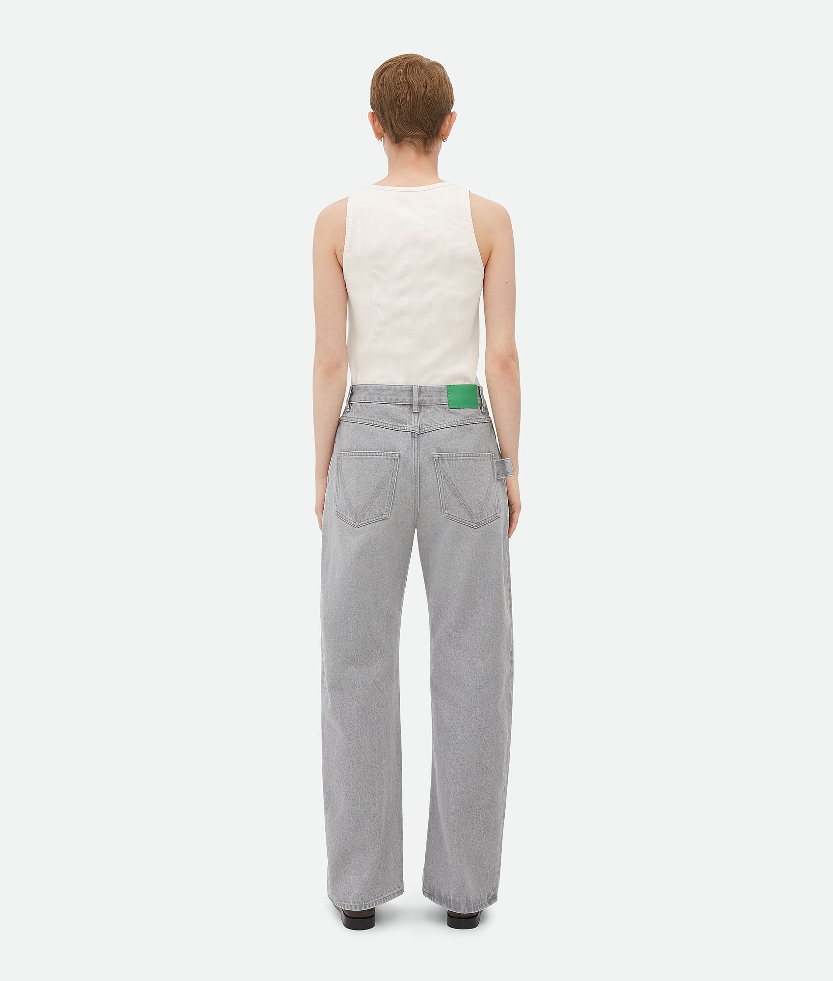 Light Grey Washed Rounded Leg Denim - 3