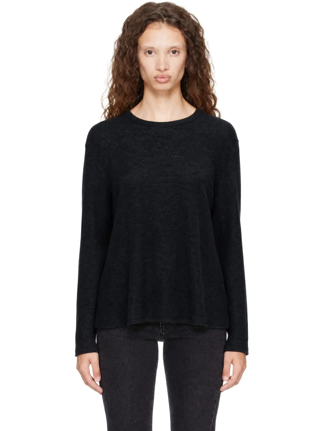 Gray Merino Wool Long-Sleeve Sweater - 1