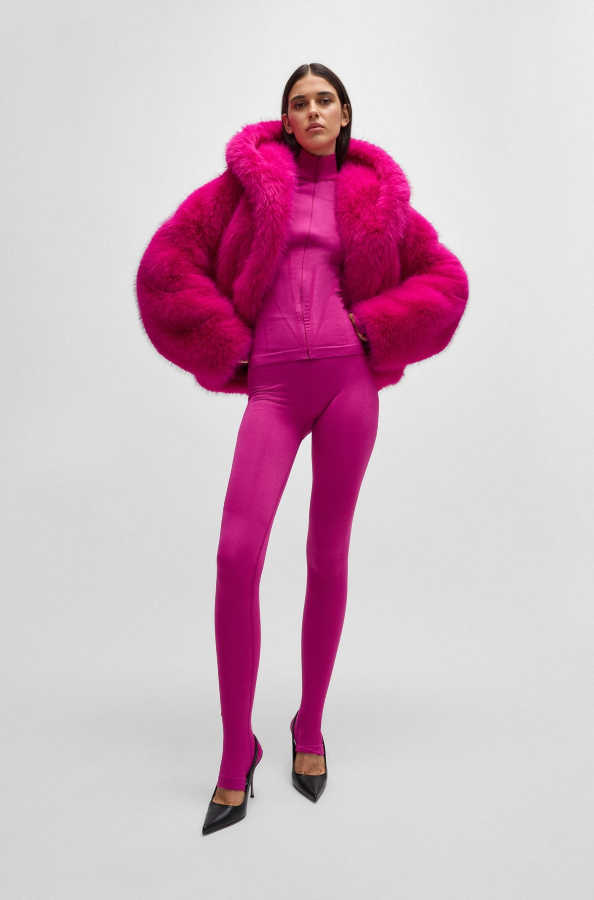 NAOMI X BOSS SHORT COAT IN FAUX FUR - 3
