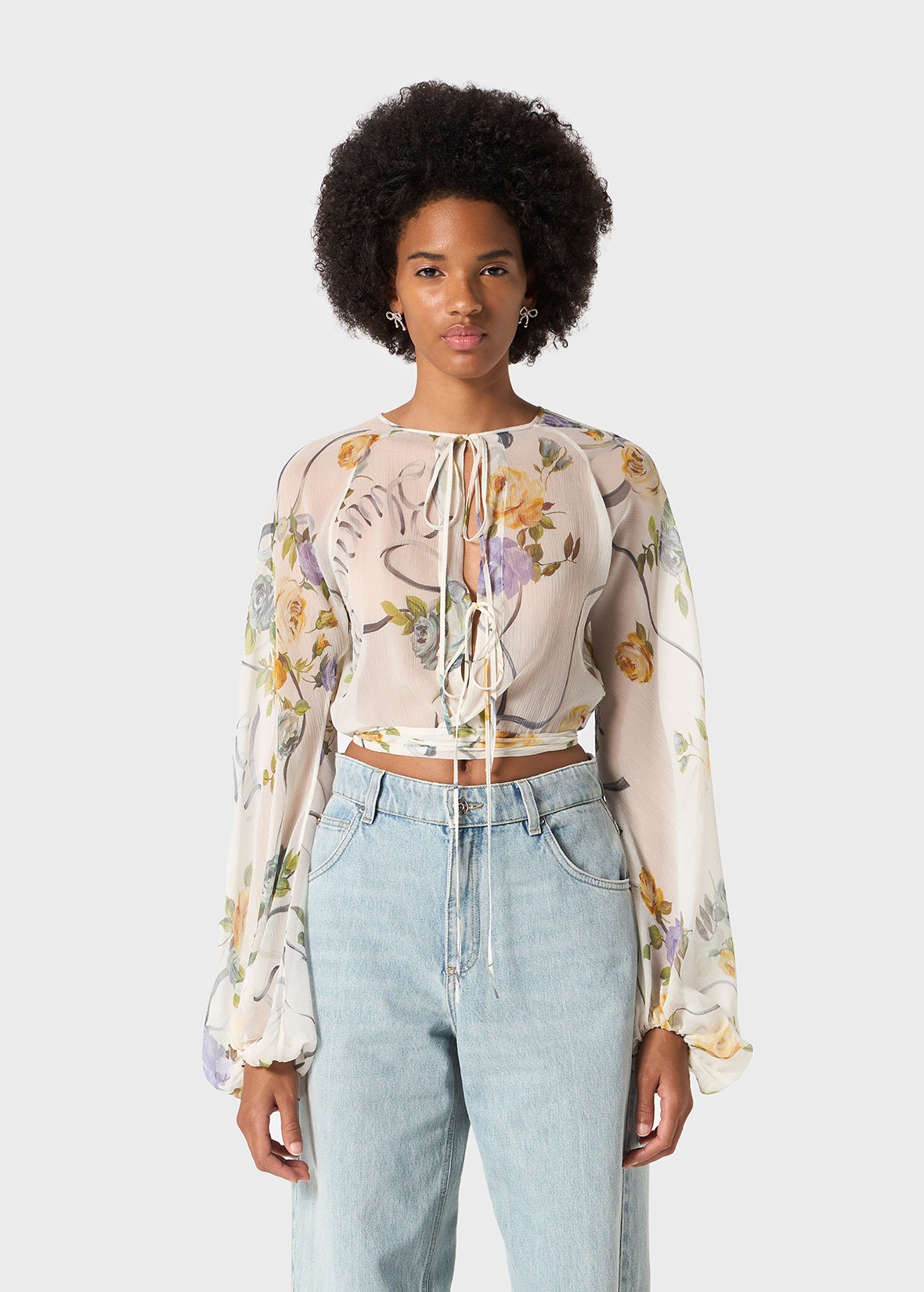 PRINTED CREPONNE BLOUSE - 3