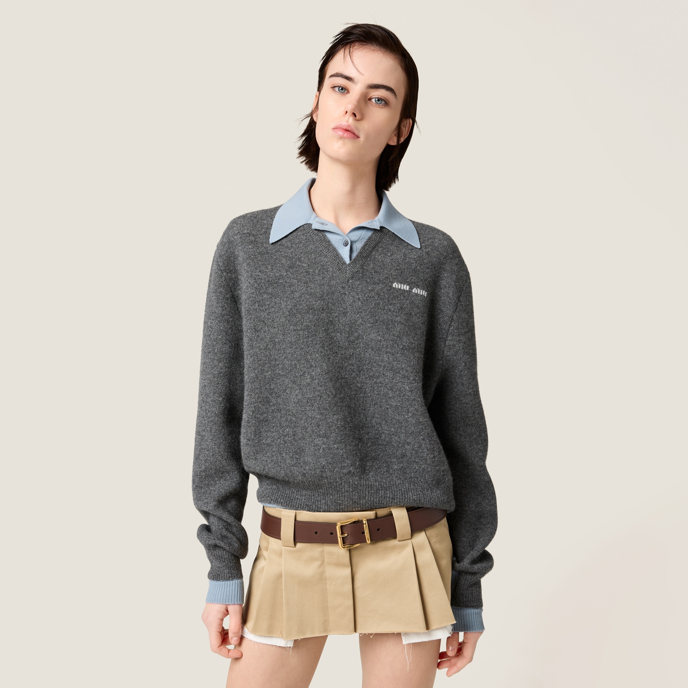 Cashmere and wool polo sweater - 5