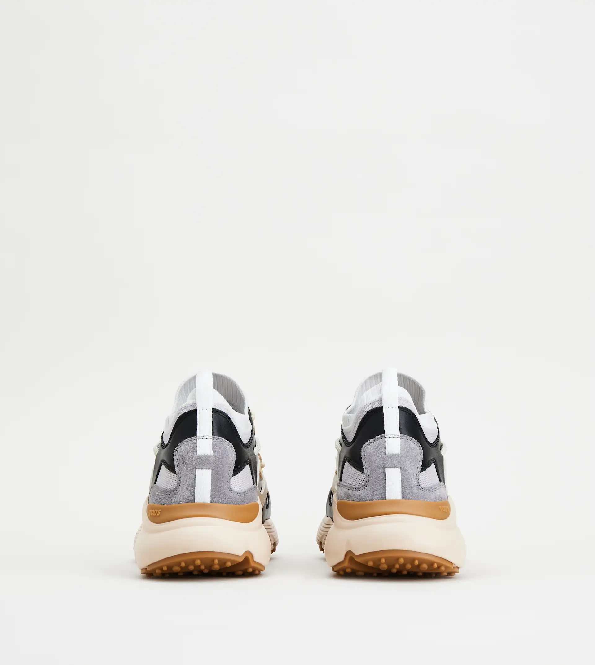 SNEAKERS IN LEATHER AND TECHNICAL FABRIC - BEIGE, BLACK, GREY - 2