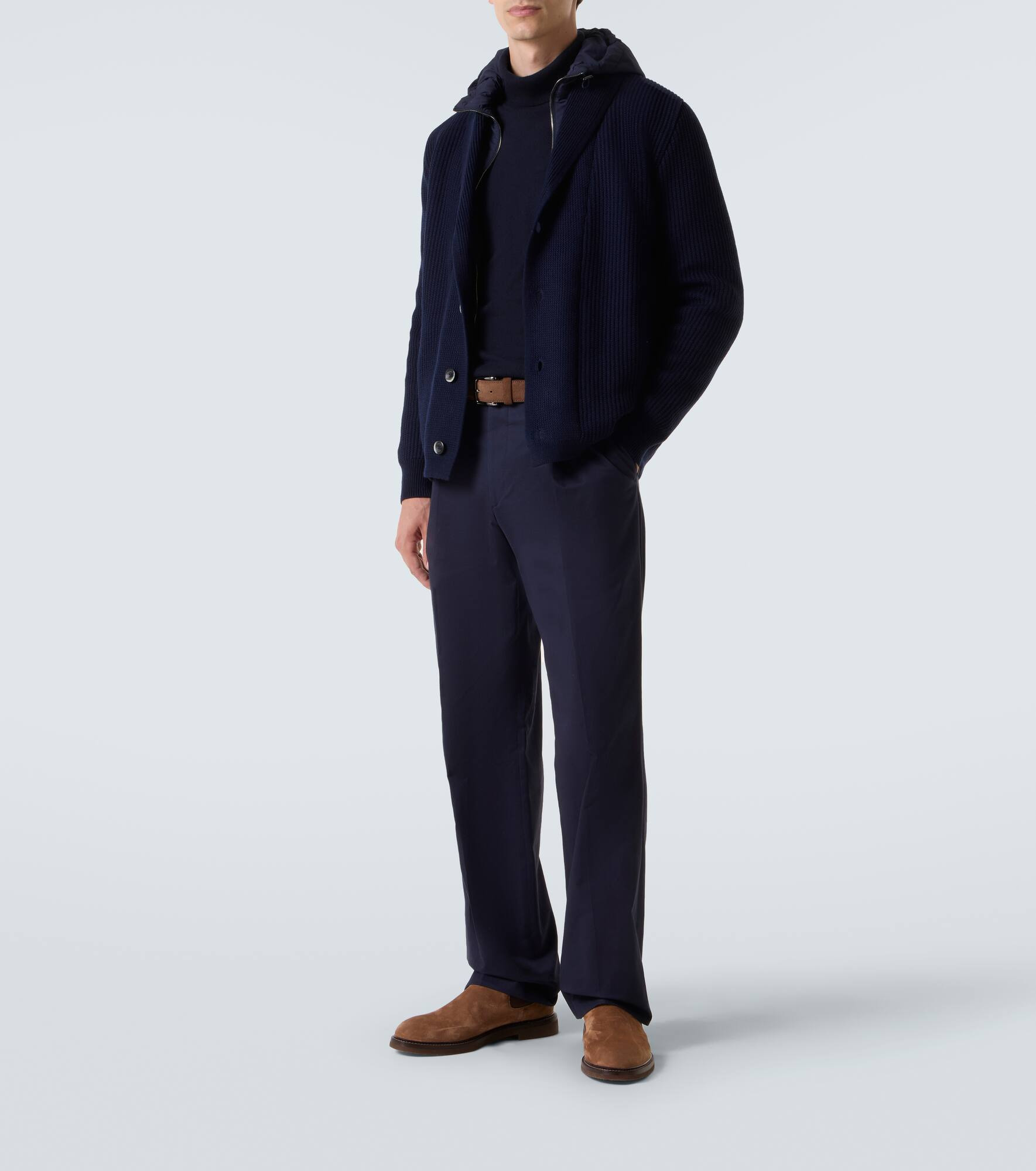 Layered wool and technical cardigan - 2