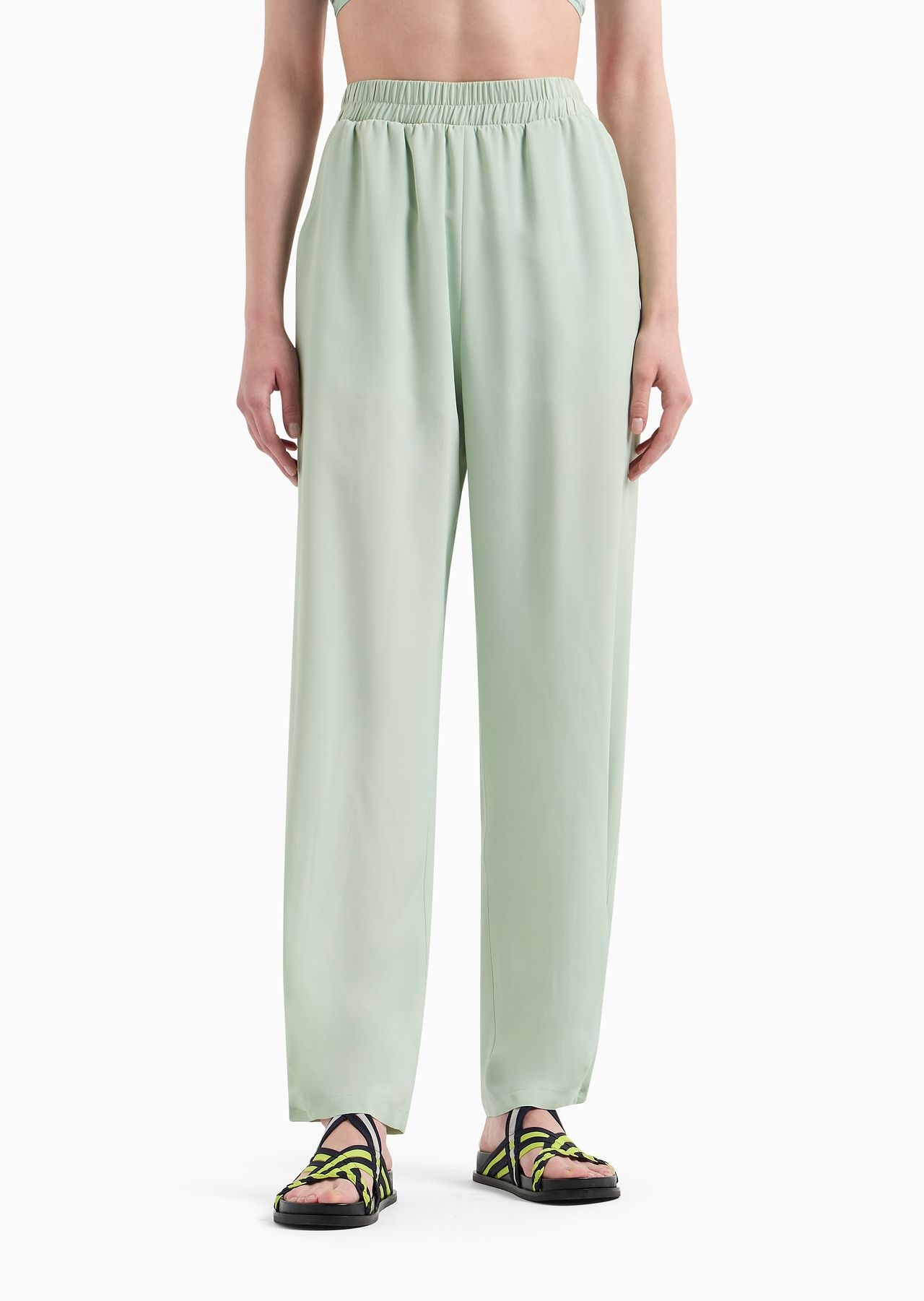 Silk-blend crêpe-de-Chine trousers with elasticated waist - 2