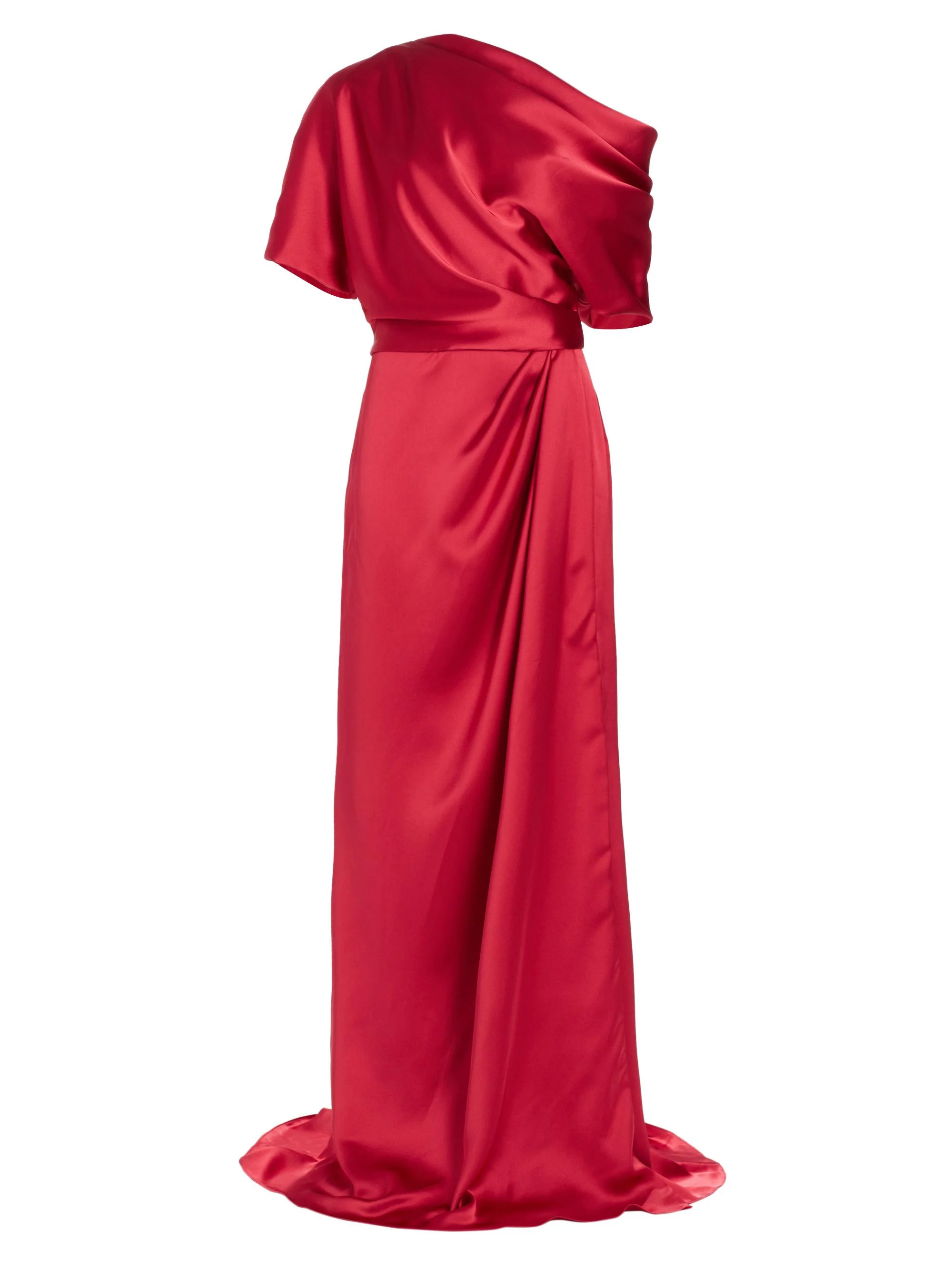 Women's Draped Off-The-Shoulder Gown - Lipstick - 1
