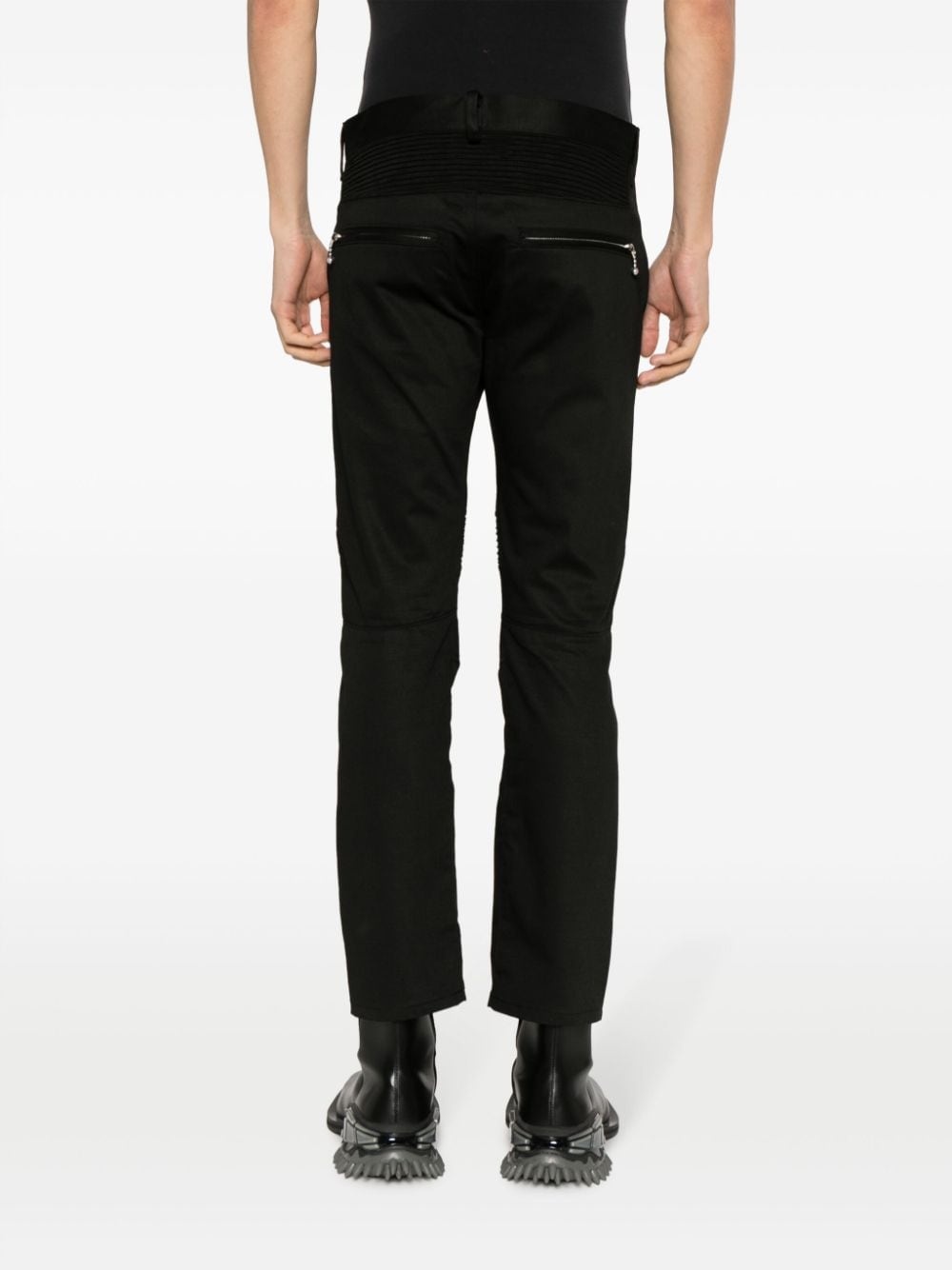 panel-detail cropped skinny trousers - 4