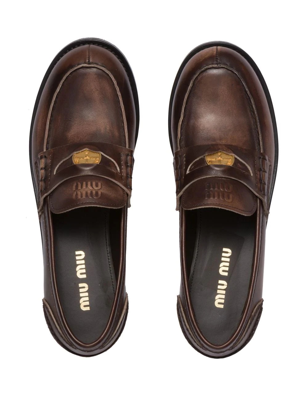 logo-embossed leather penny loafers - 4
