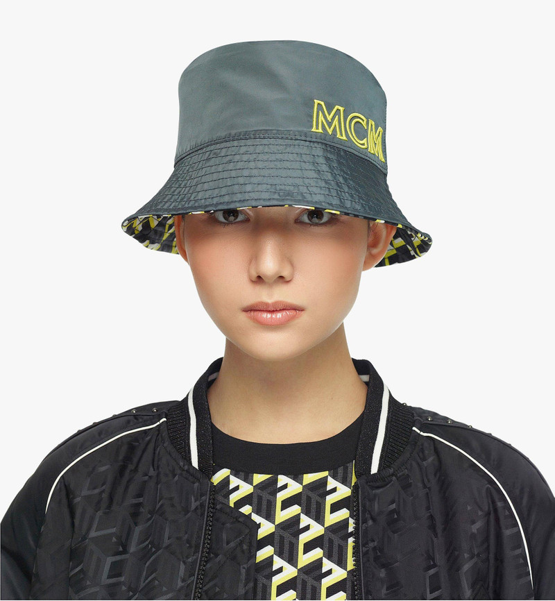 Reversible Cubic Monogram Bucket Hat in Recycled Nylon 6