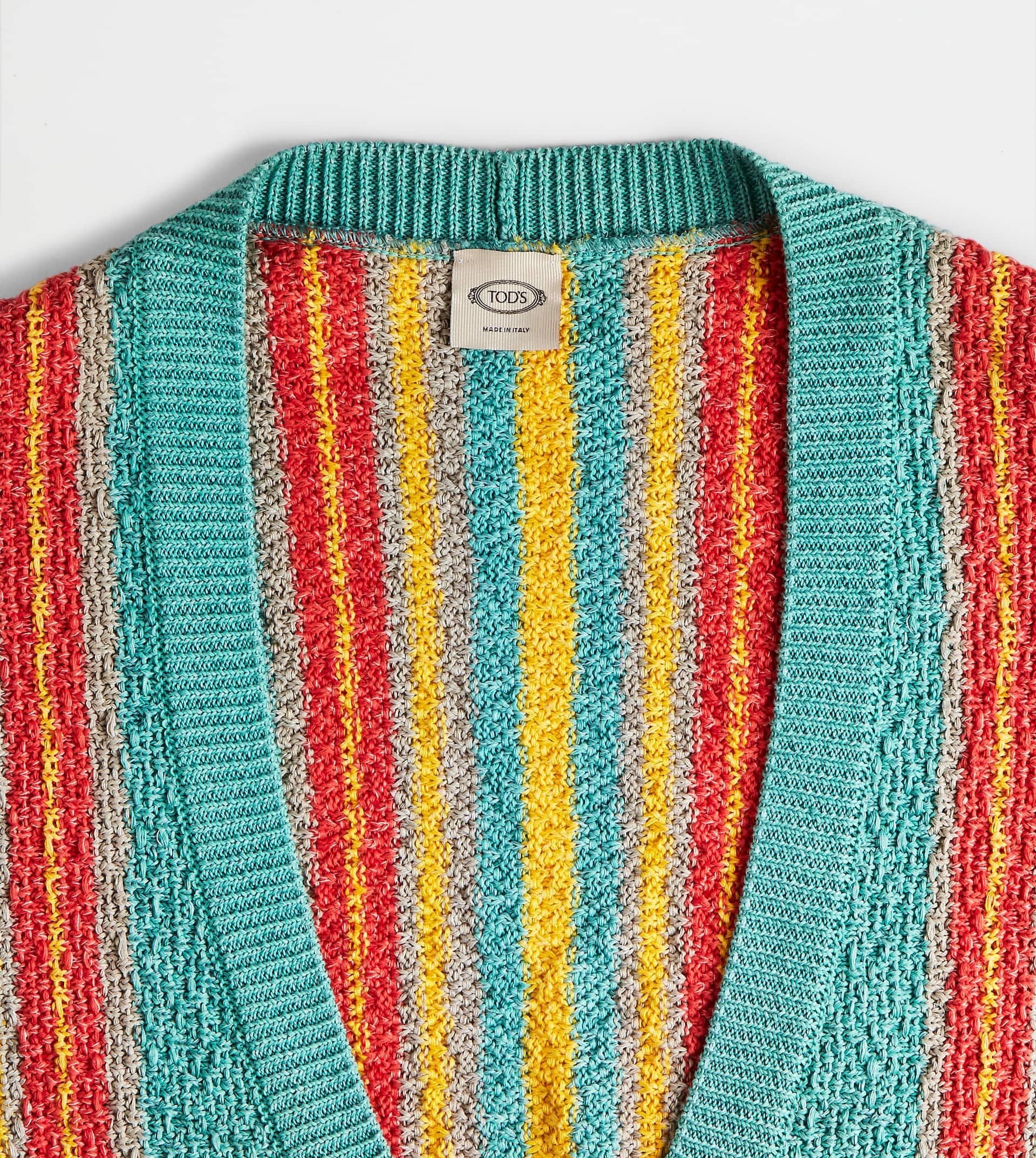 LINEN BLEND CARDIGAN - LIGHT BLUE, YELLOW, ORANGE - 3