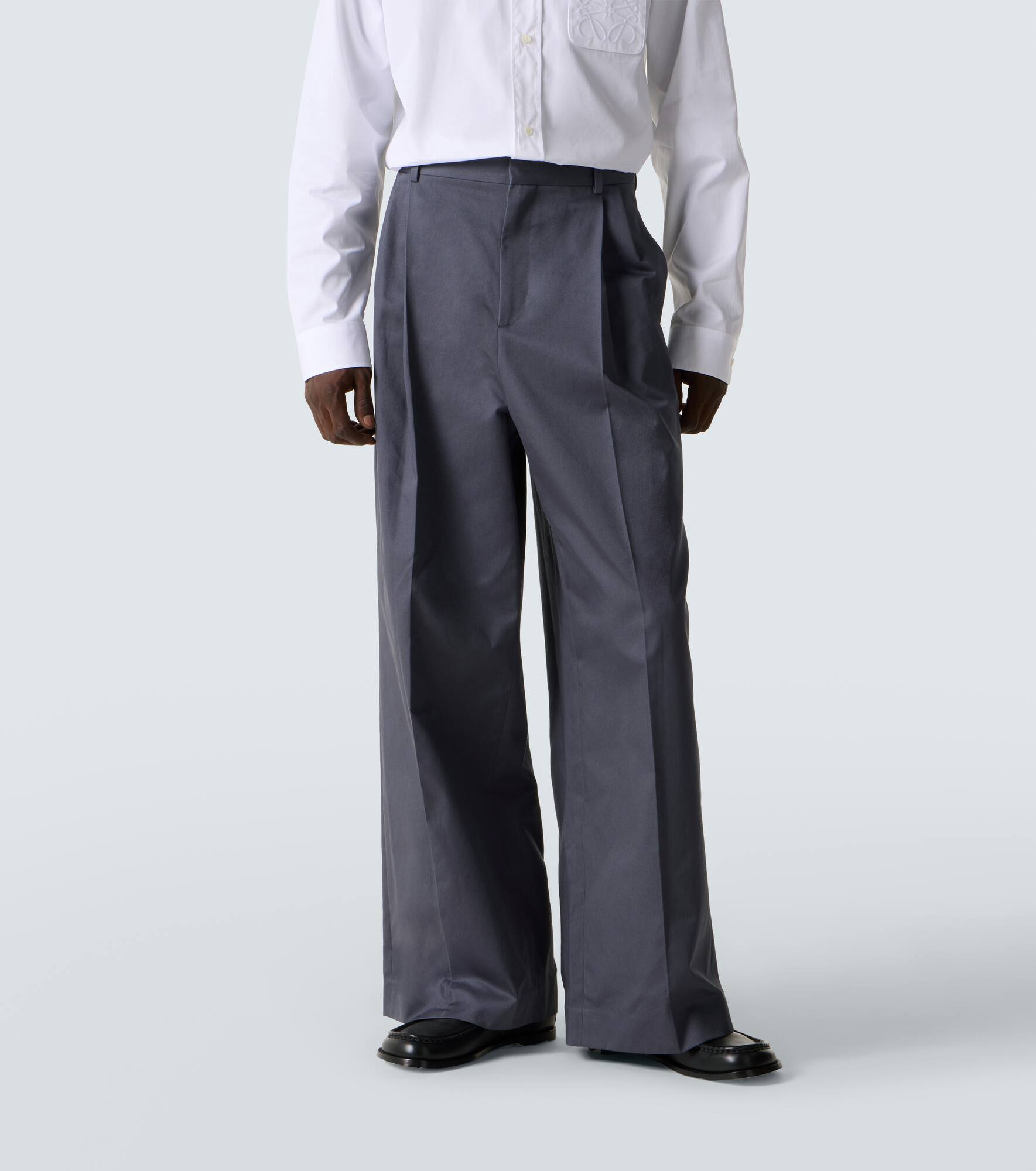 Pleated cotton wide-leg pants - 3