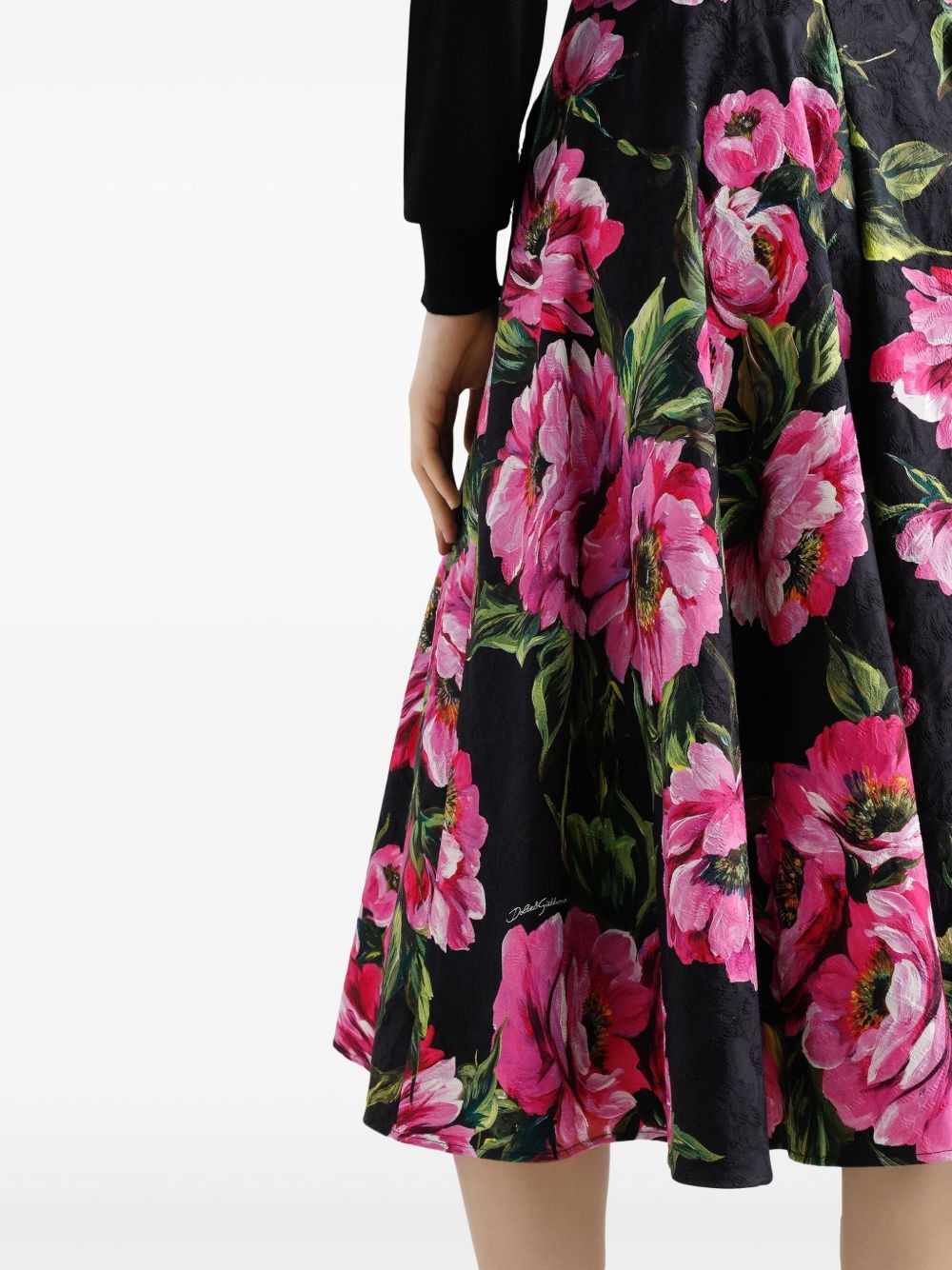 rose-print midi skirt - 4