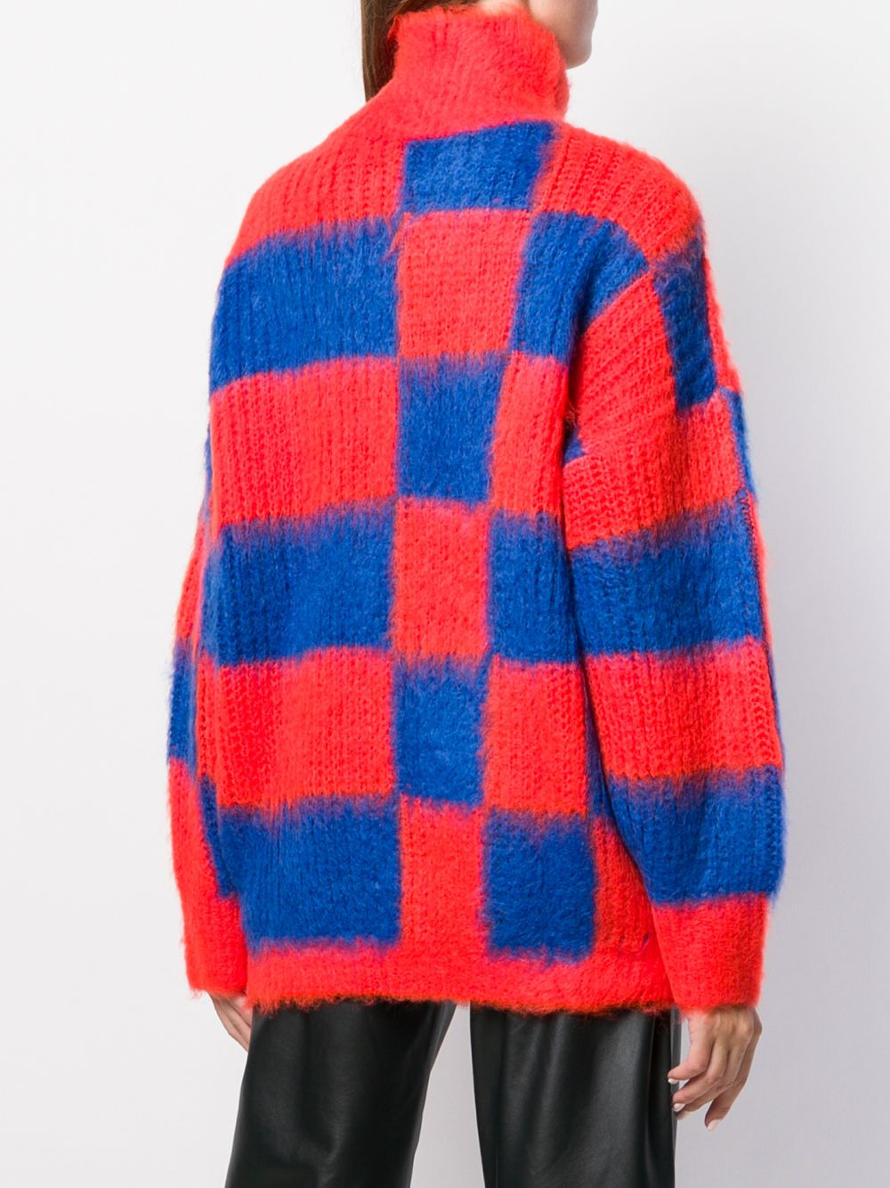 oversized roll-neck checkered jumper - 4