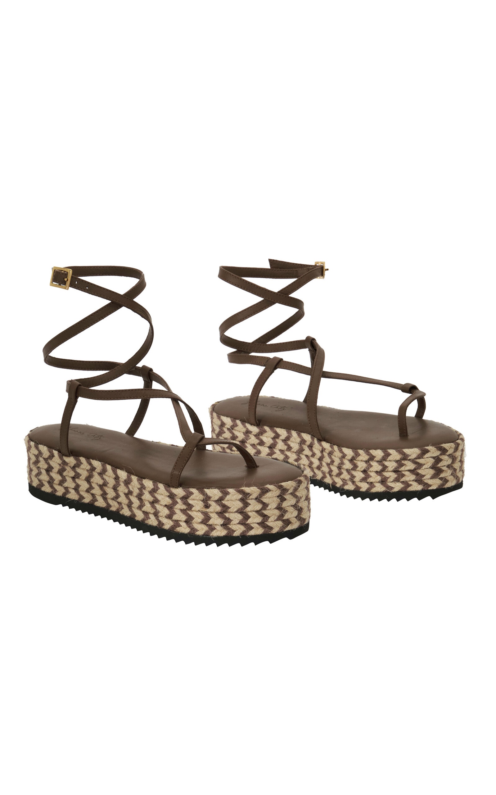 Barbor Leather Platform Sandals brown - 6